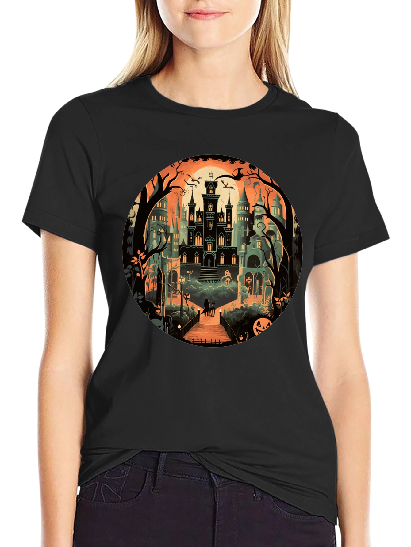 Black Haunted Mansion Graphic T-Shirt view 2