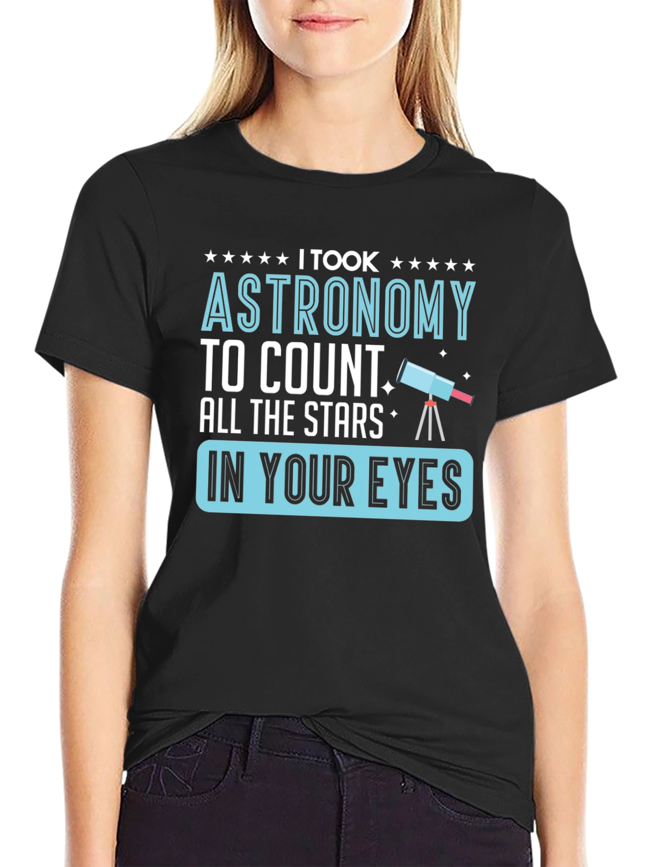 Black Astronomy Stars Graphic T-Shirt, Funny Space Tee view 2