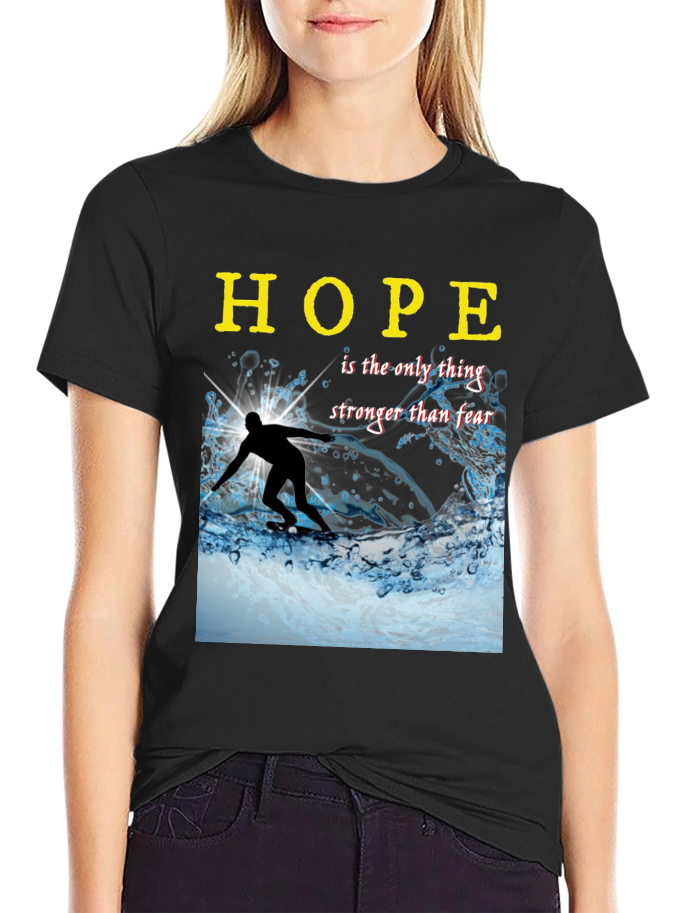 Black Hope Surfing Graphic Tee - Inspirational Unisex Shirt view 2