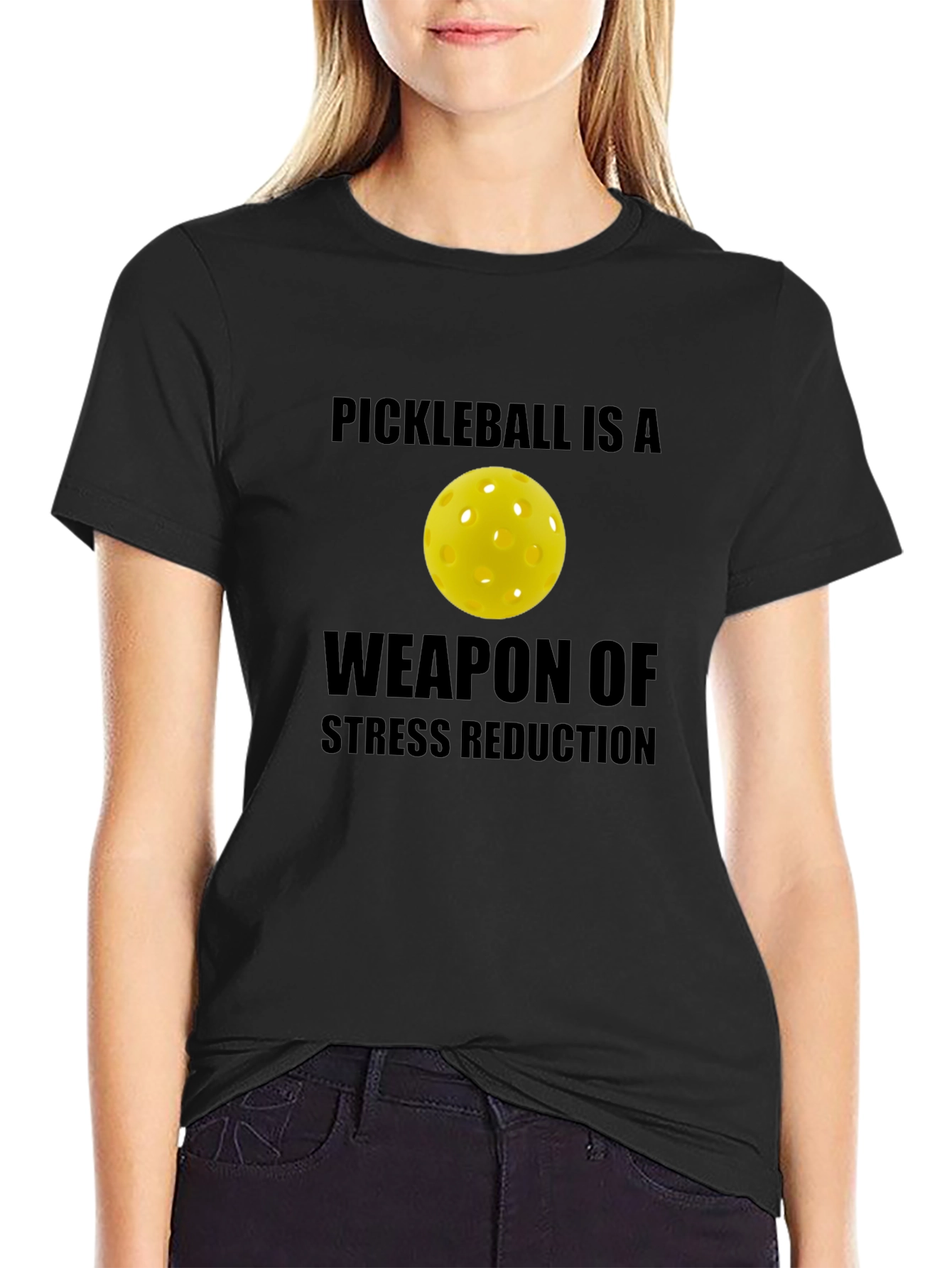 Black Pickleball Stress Reduction T-Shirt view 2
