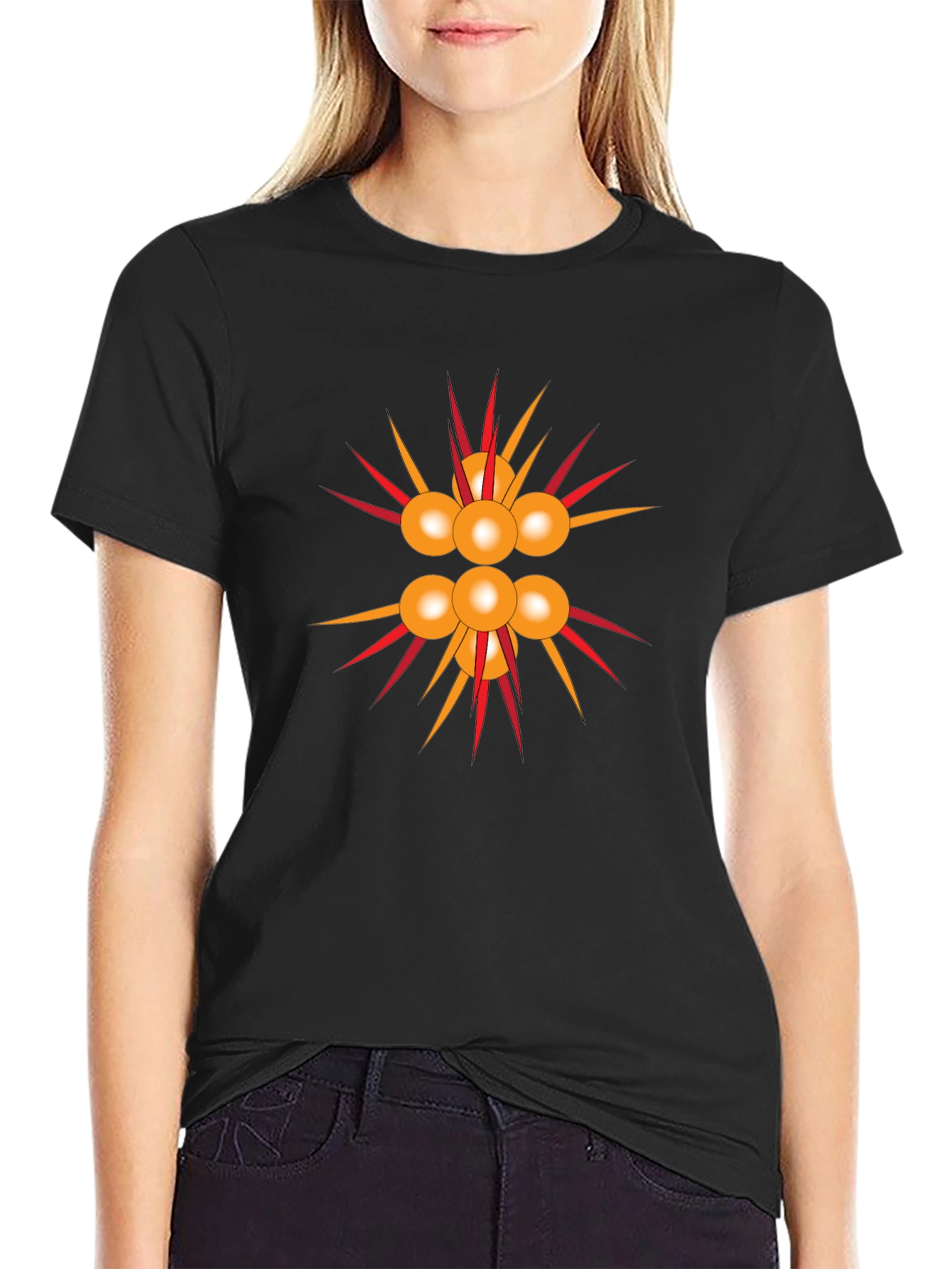 Black Atom Sphere Graphic Black T-Shirt view 2