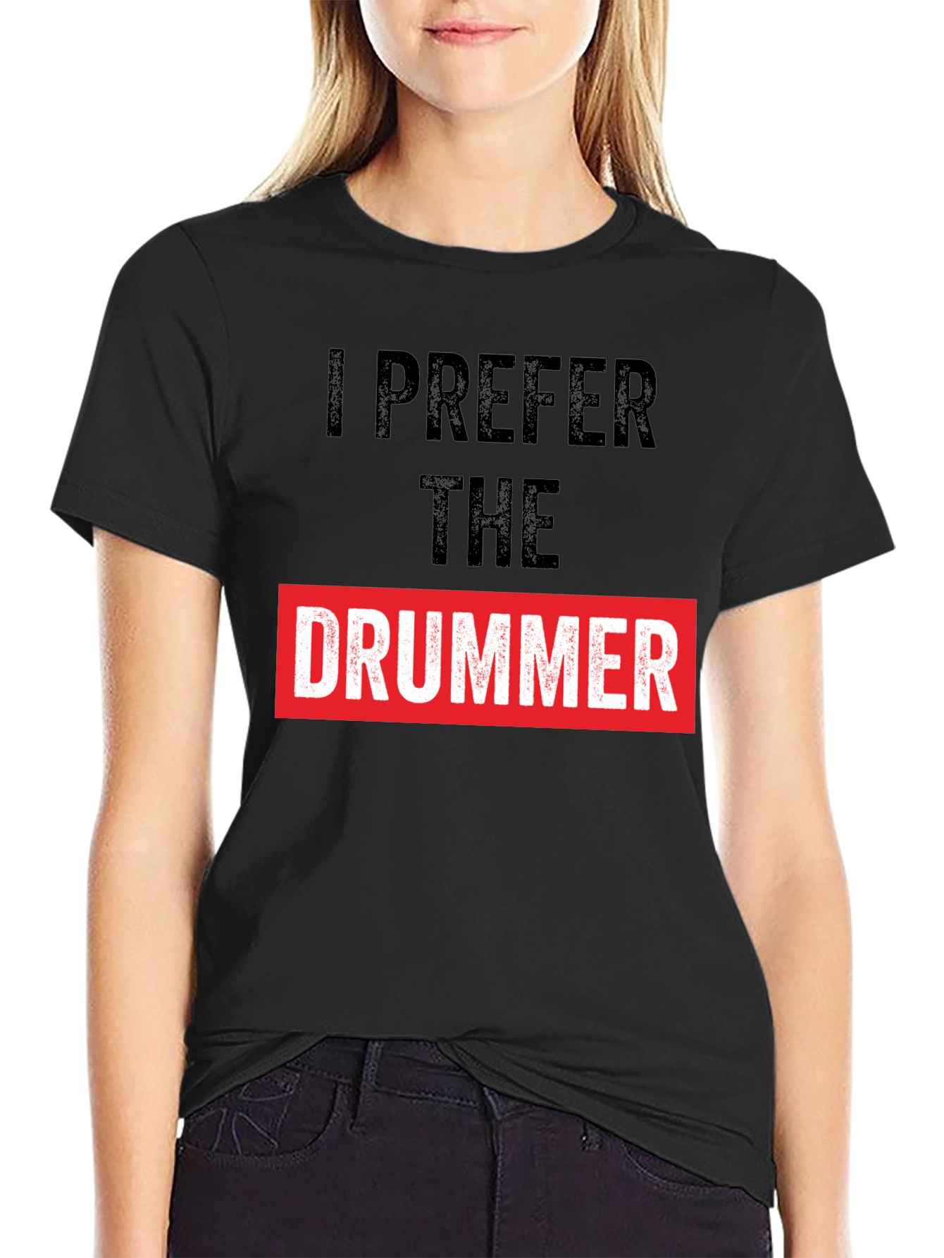 Black I Prefer the Drummer Graphic Tee view 2