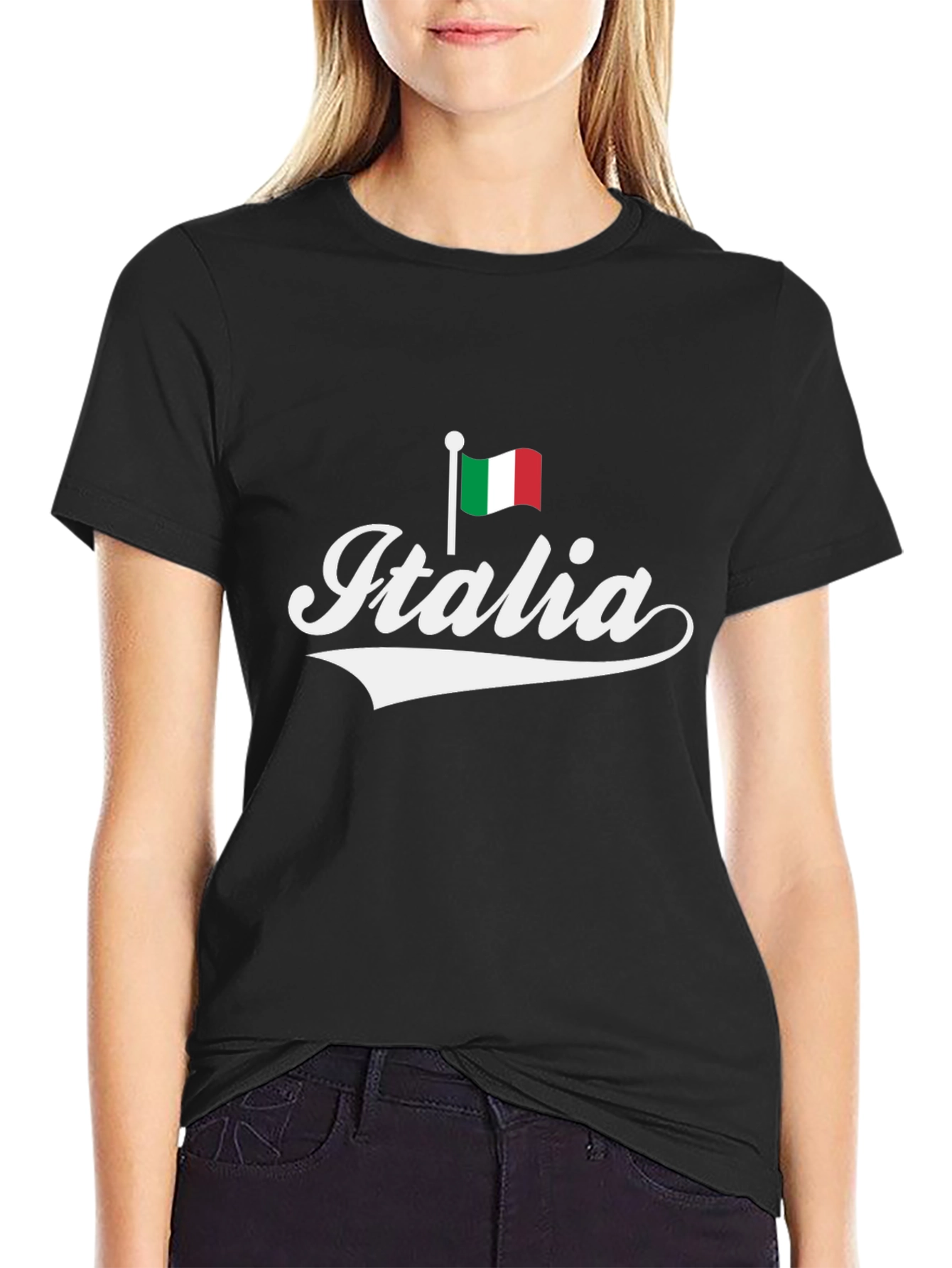 Black Italia Flag Graphic T-Shirt - Italy Pride Tee view 2