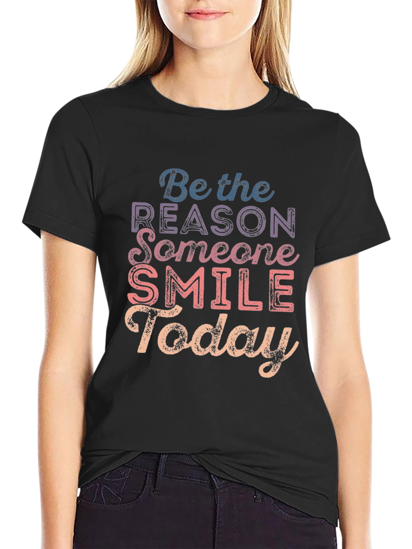 Black Be the Reason Smile Today T-Shirt view 2