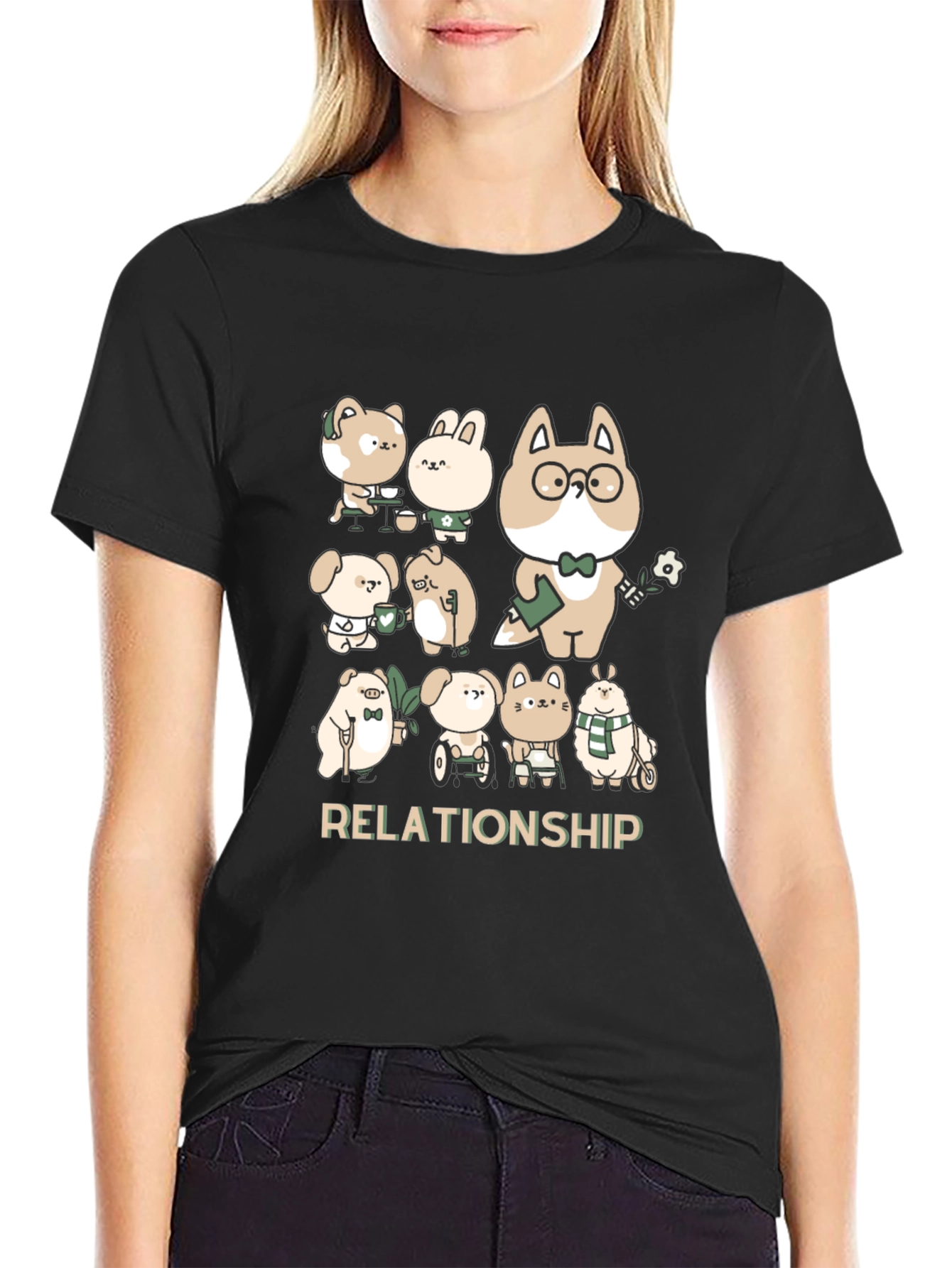 Black Relationship Cartoon Tee view 2