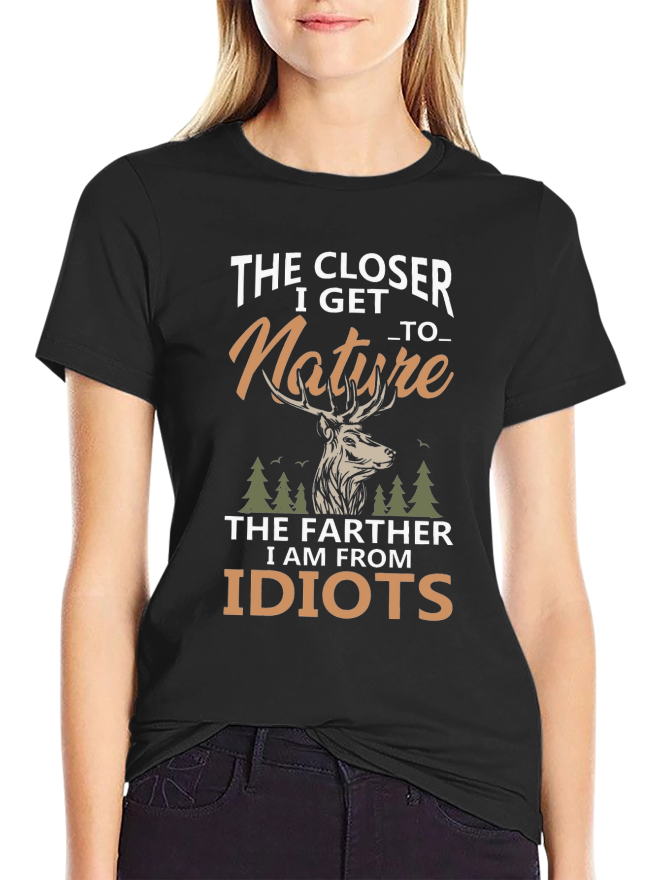 Black Nature Lover Graphic Tee - The Closer I Get view 2