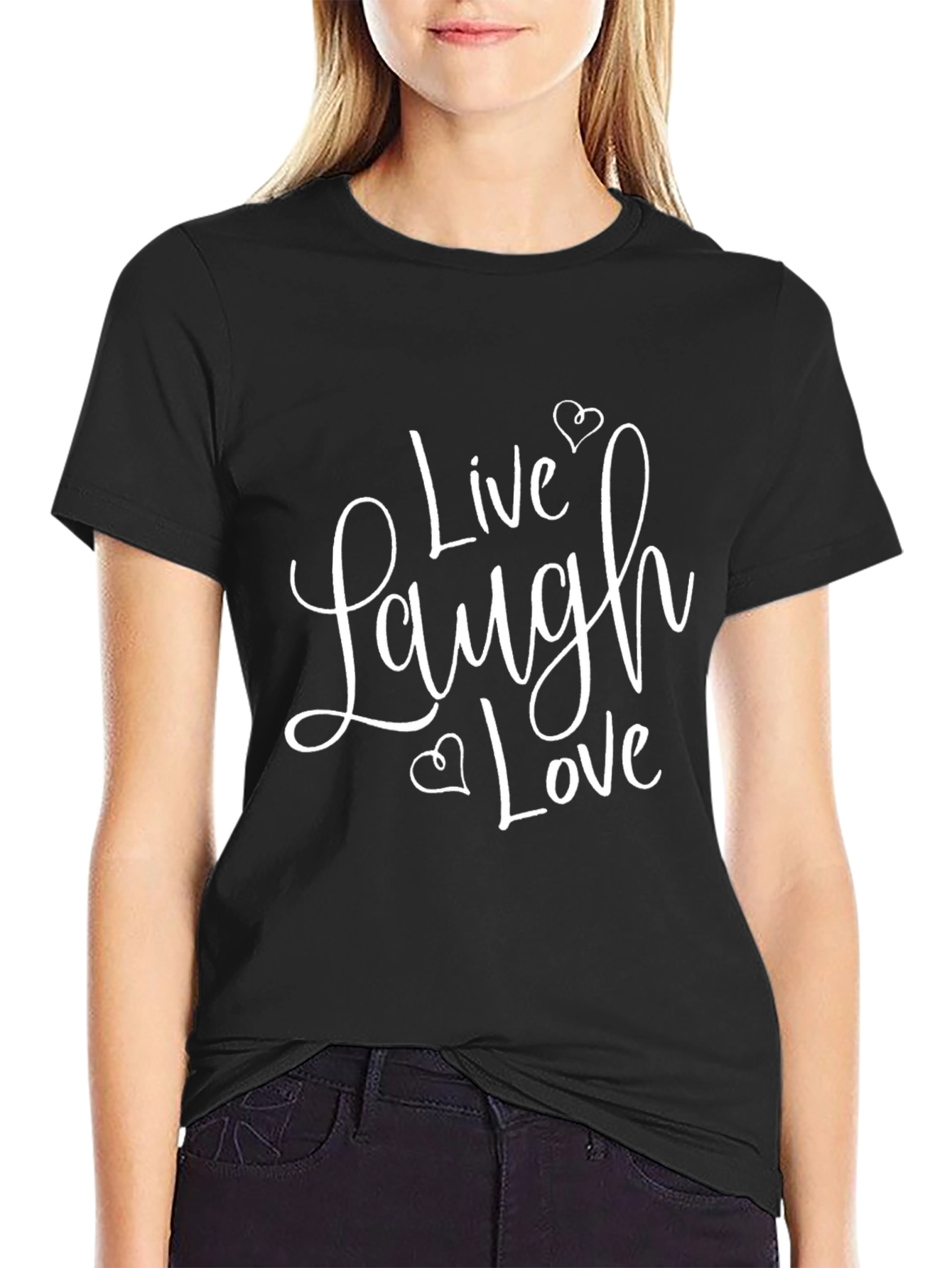 Black Live Laugh Love Graphic Tee - Unisex Black T-Shirt view 2