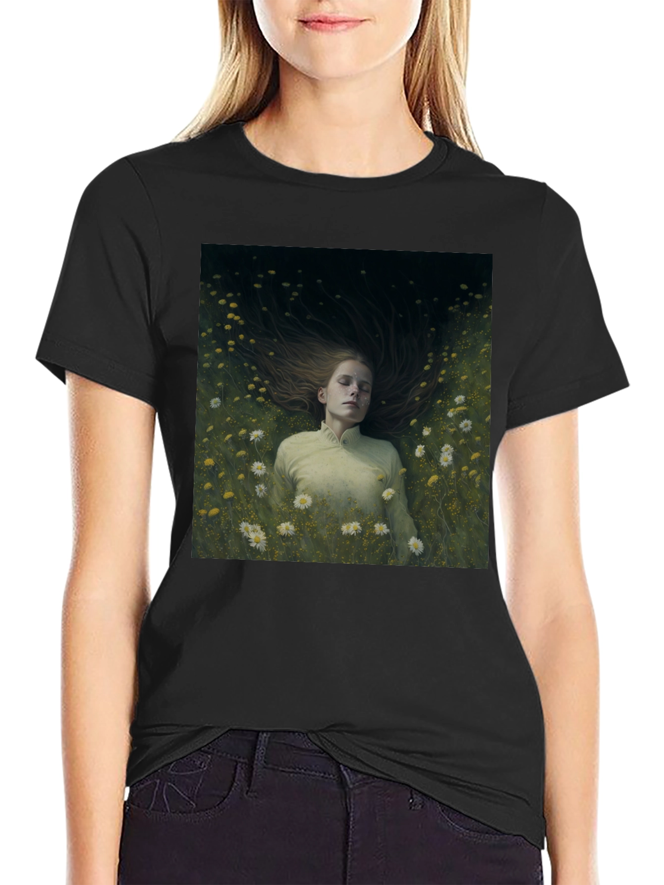 Black Dreamy Floral T-Shirt view 2