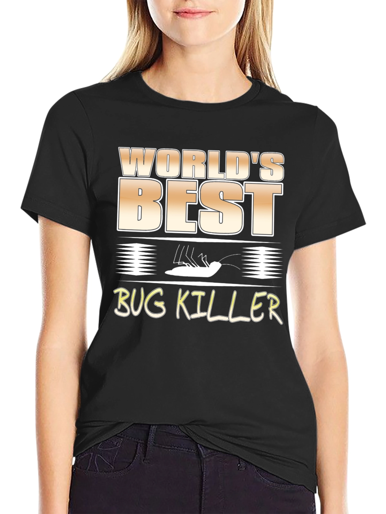 Black World's Best Bug Killer Graphic T-Shirt view 2