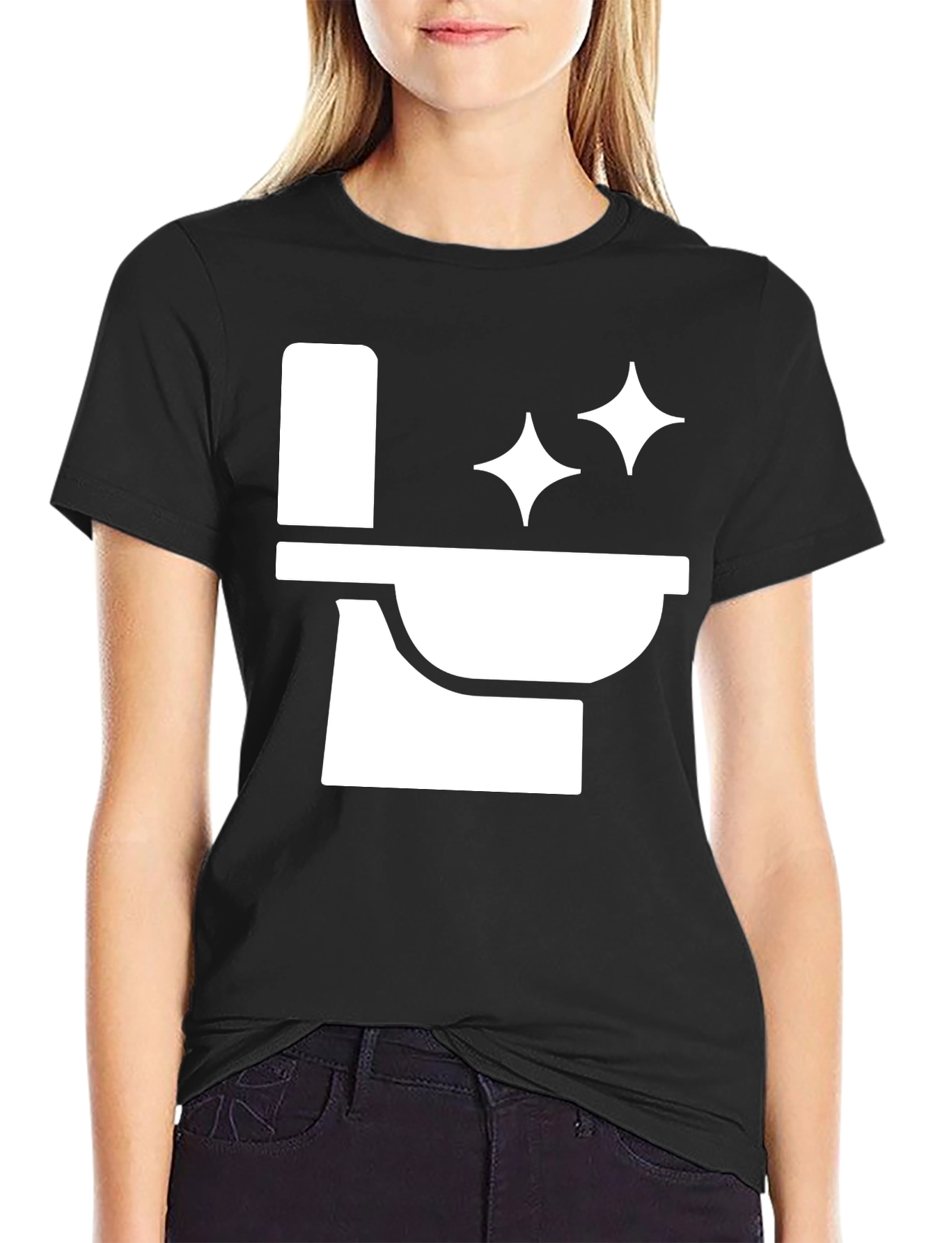 Black Clean Toilet T-Shirt - Humor Tee view 2