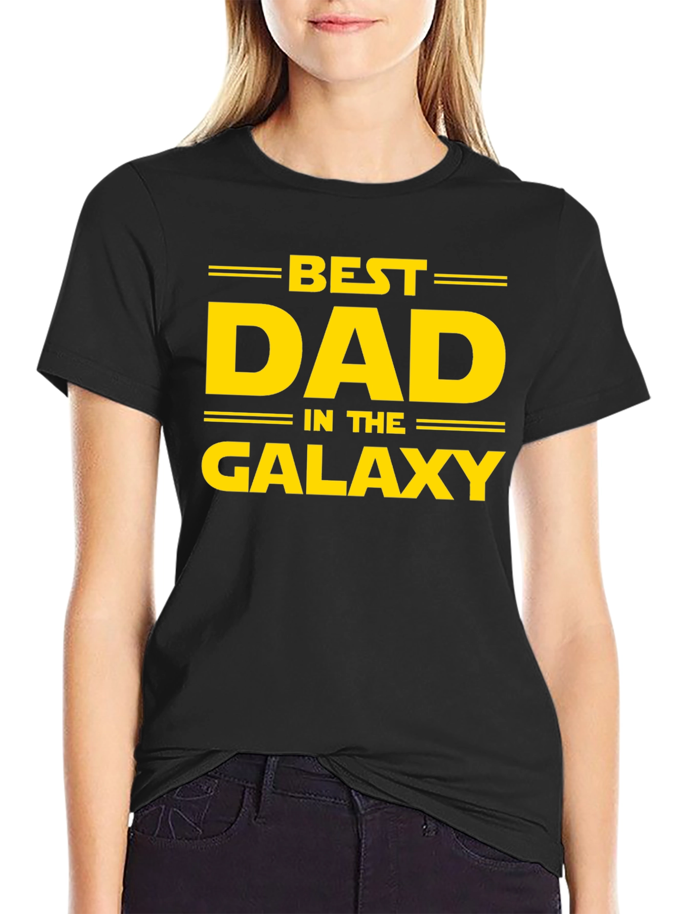 Black Best Dad in the Galaxy Black T-Shirt view 2