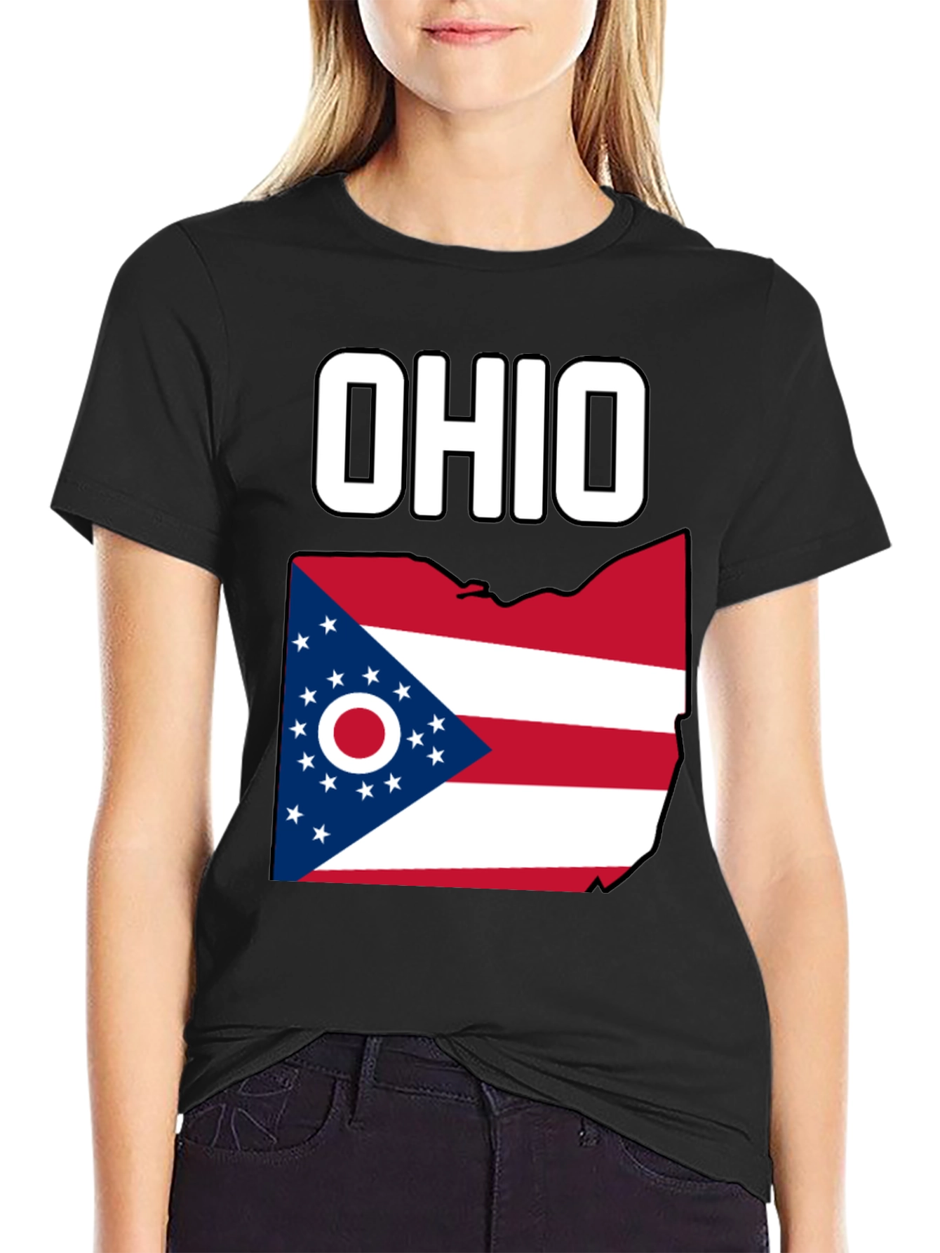 Black Ohio Flag Graphic T-Shirt view 2