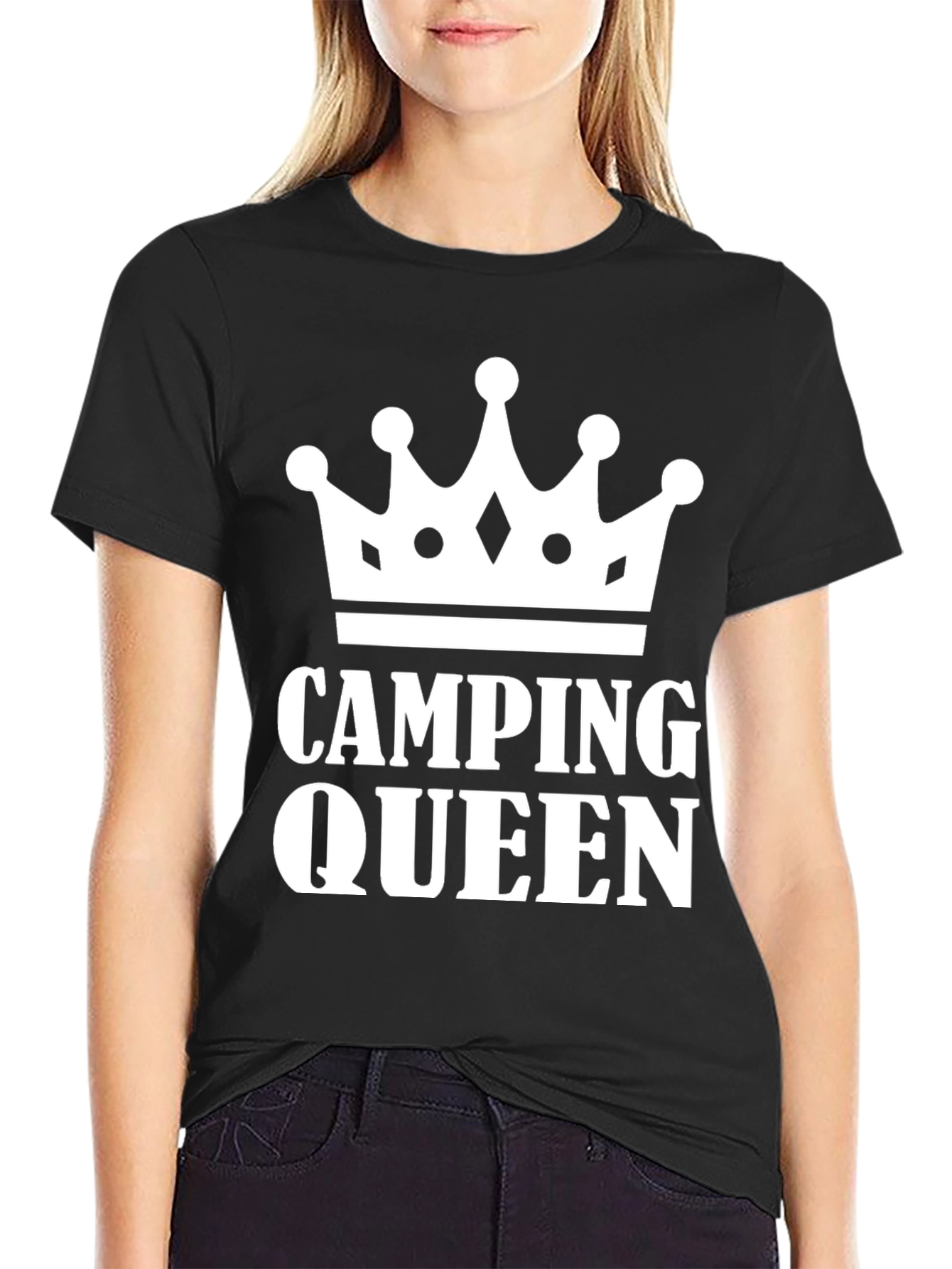 Black Camping Queen Black T-Shirt view 2