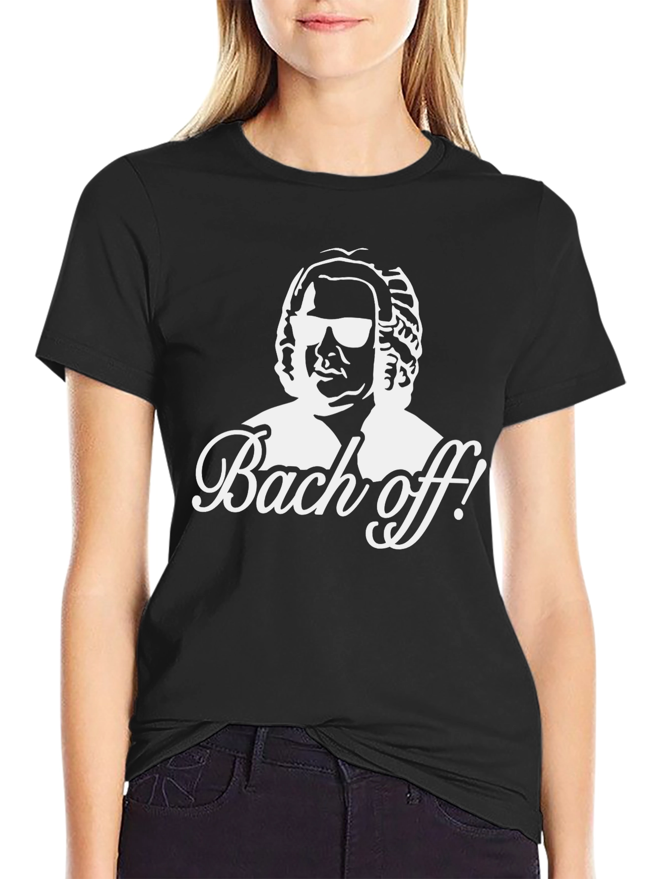 Black Bach Off! Graphic Tee - Black Cotton T-Shirt view 2