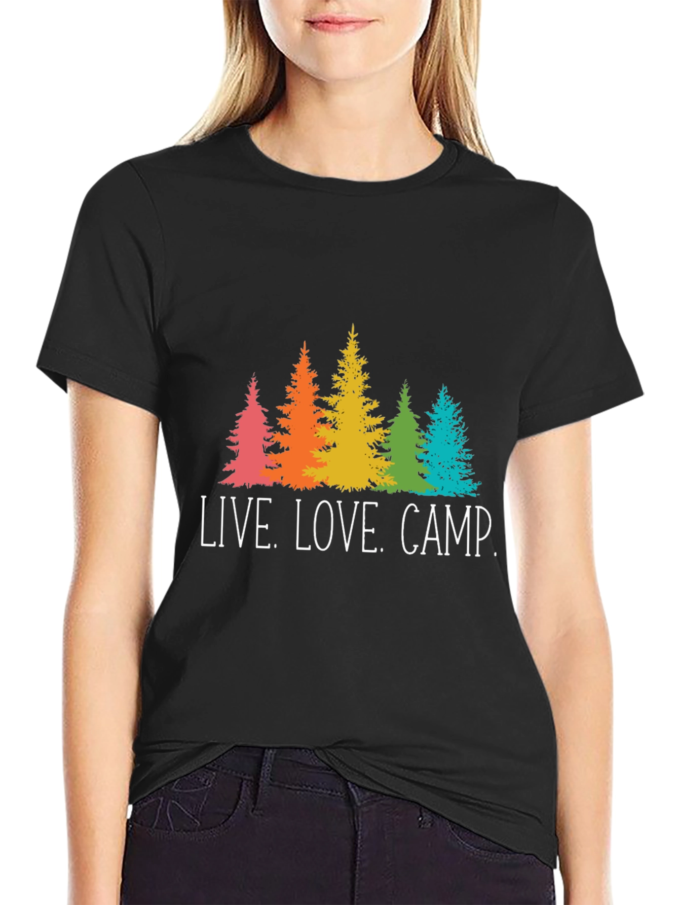Black Live Love Camp Graphic Tee - Outdoors T-Shirt view 2