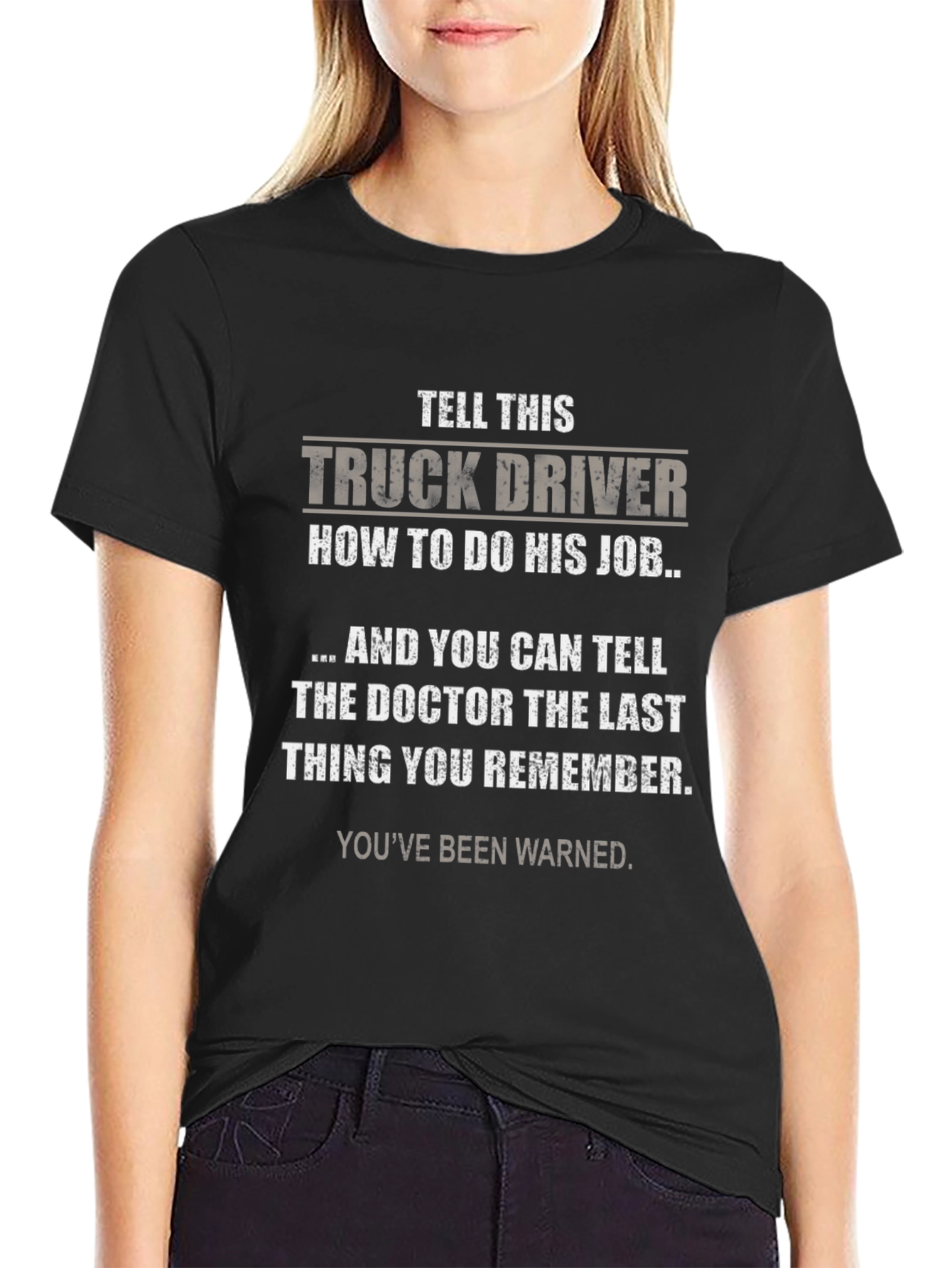 Black Truck Driver T-Shirt - Warn Them! view 2