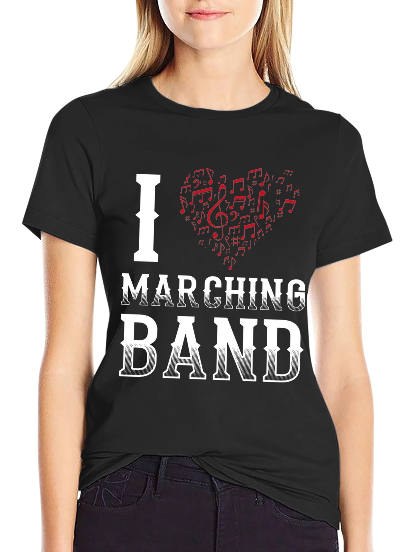 Black I Heart Marching Band T-Shirt view 2