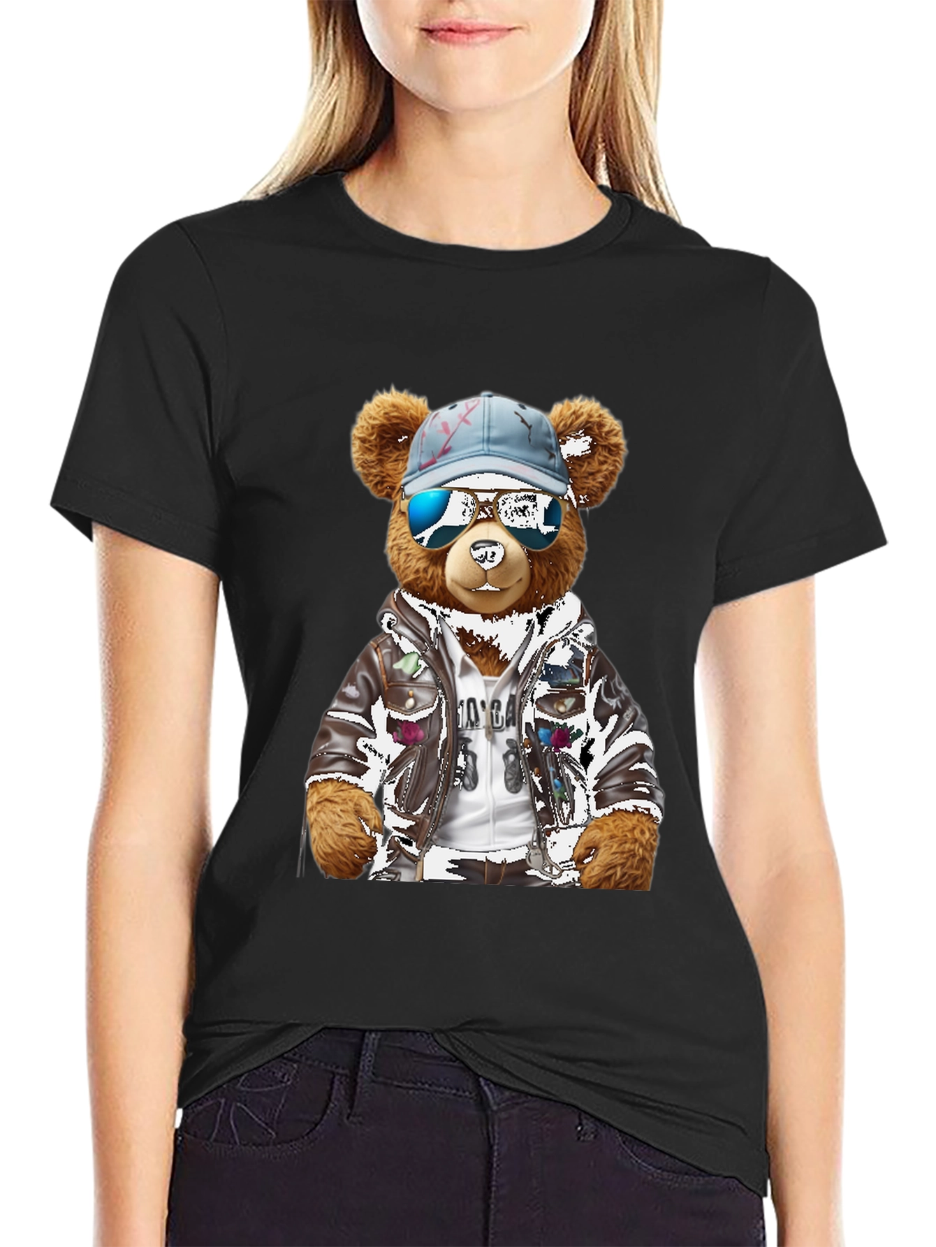 Black Cool Bear Graphic T-Shirt view 2