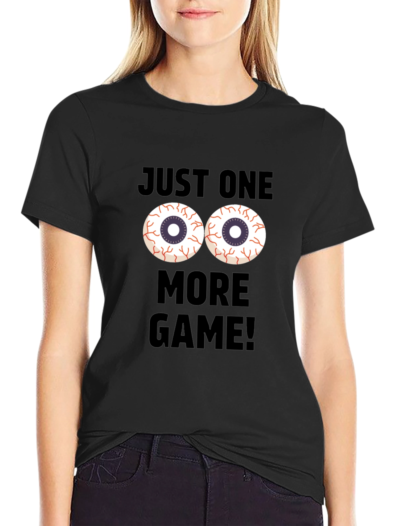 Black Just One More Game T-Shirt - Gamer Apparel view 2