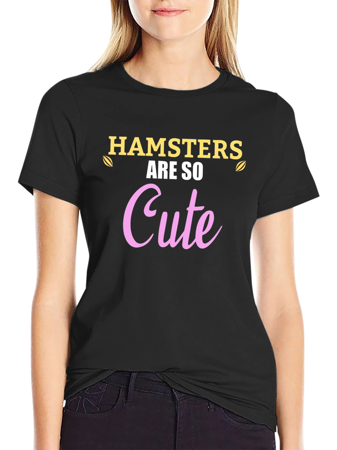 Black Hamsters Are So Cute Black T-Shirt view 2