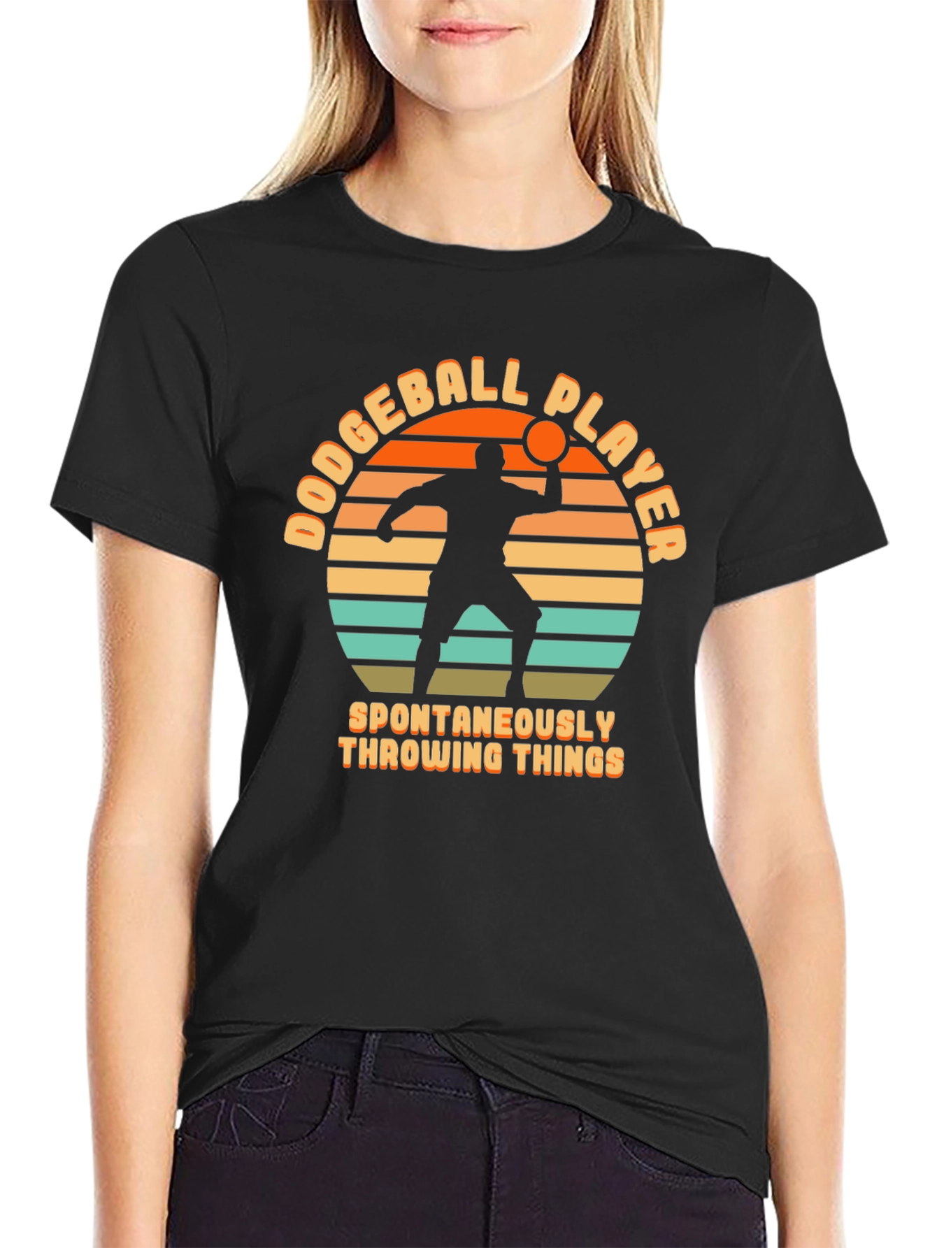 Black Dodgeball Player Throwing Things T-Shirt view 2