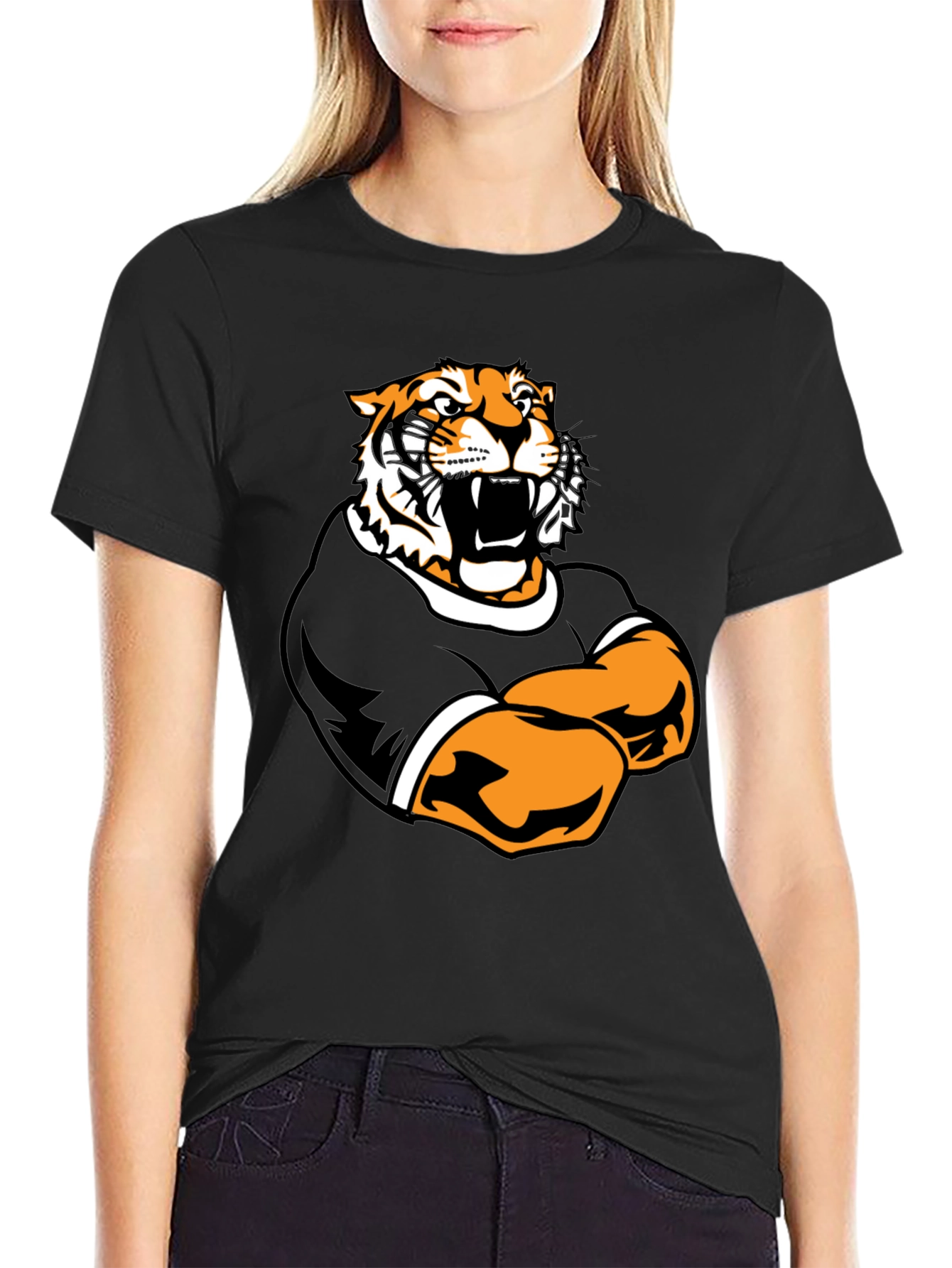 Black Tiger Graphic Black T-Shirt - Bold Animal Tee view 2
