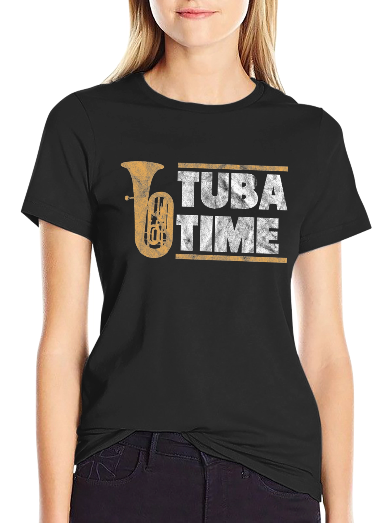 Black Tuba Time Graphic T-Shirt - Music Lover Tee view 2
