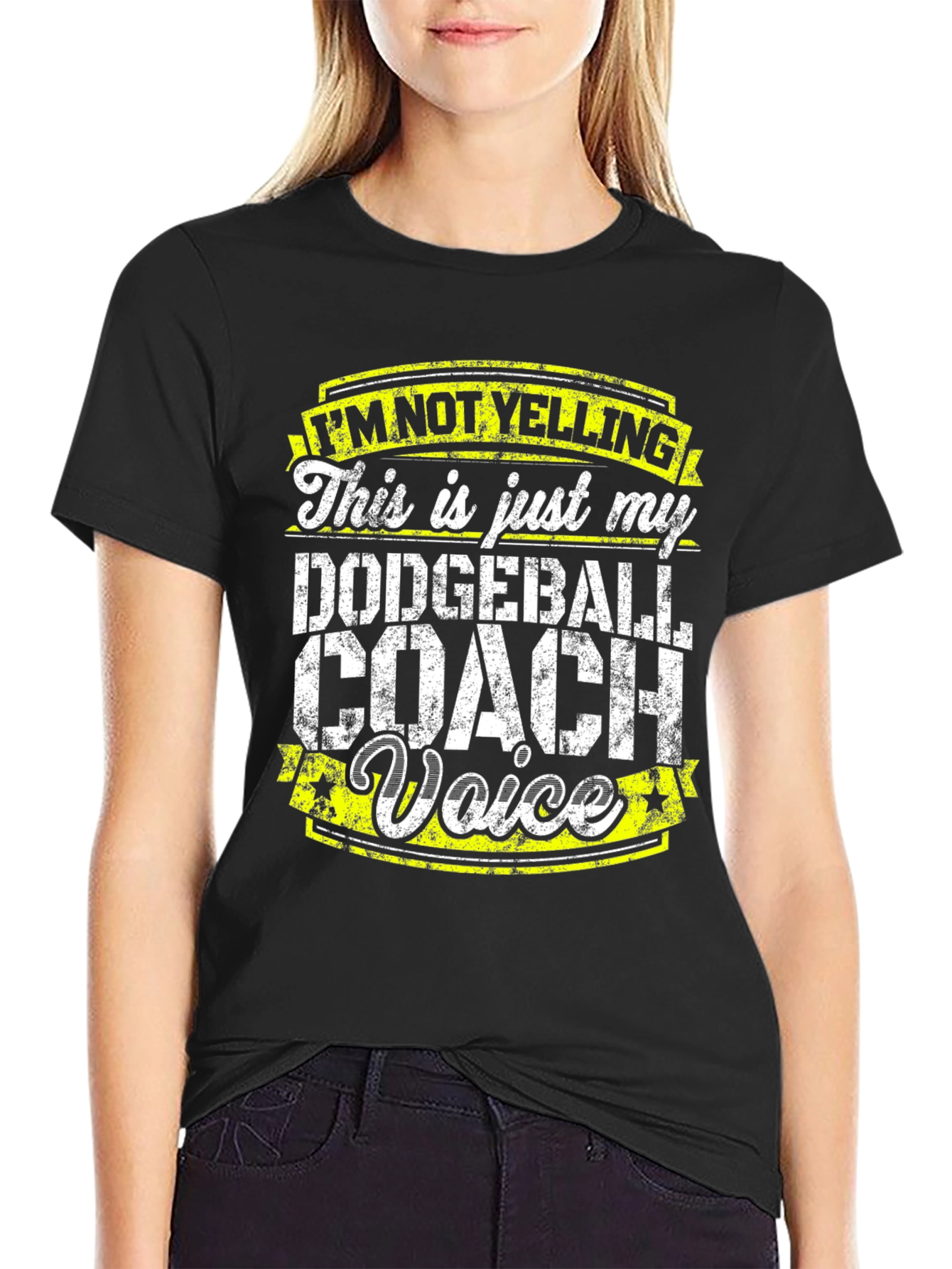 Black Dodgeball Coach Voice T-Shirt - Funny Sports Tee view 2