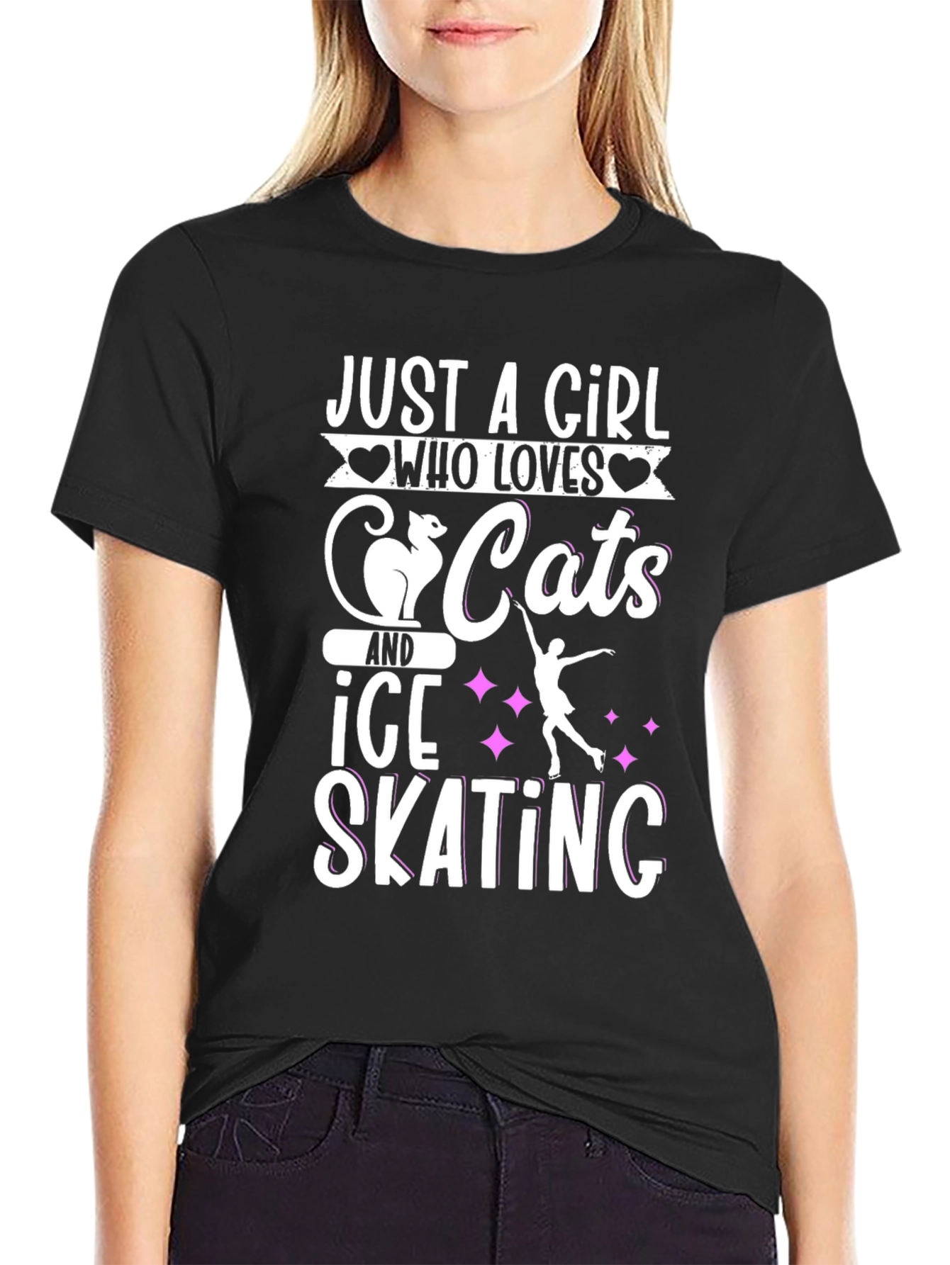 Black Cats and Ice Skating Graphic Tee view 2