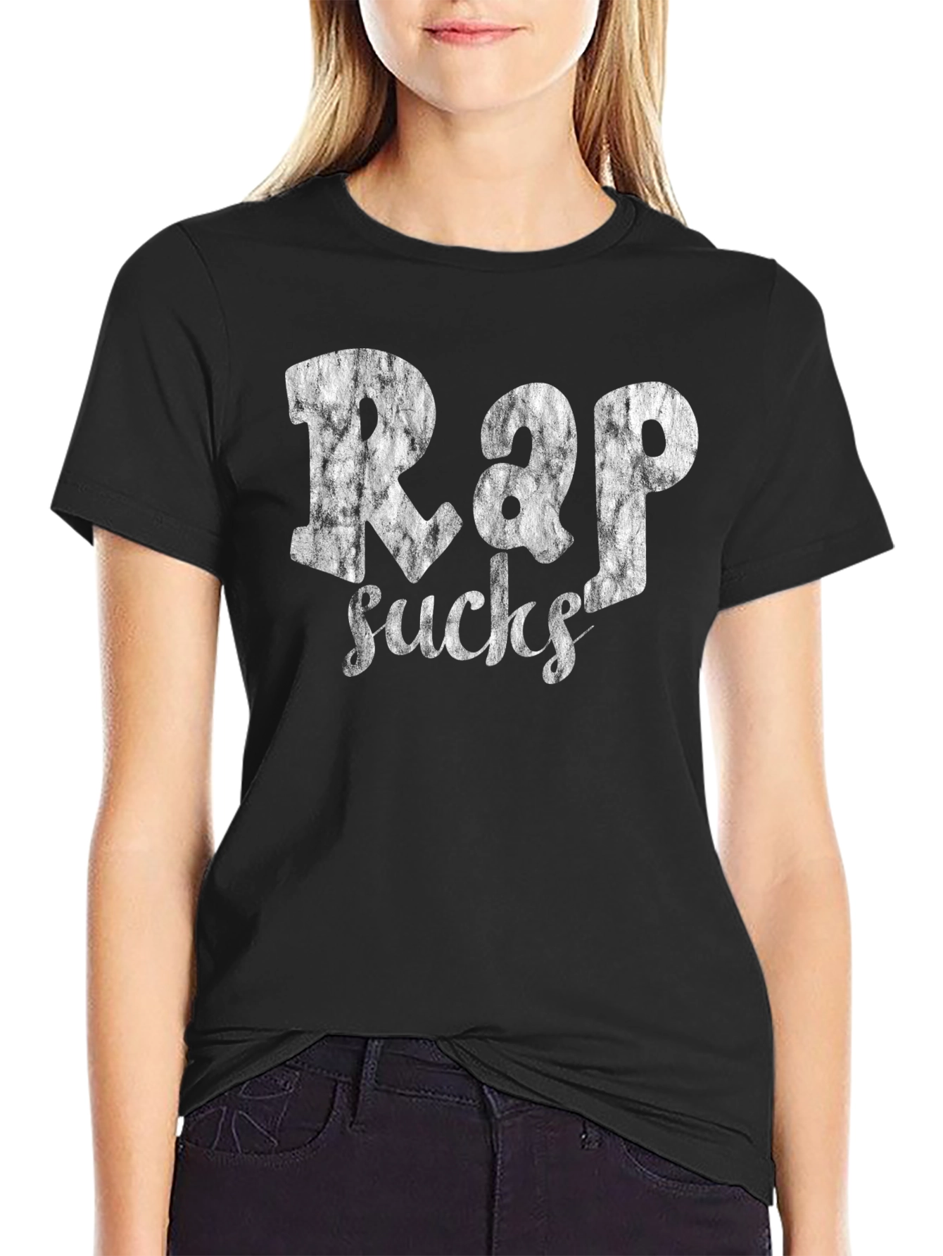 Black Rap Sucks Graphic T-Shirt - Black view 2