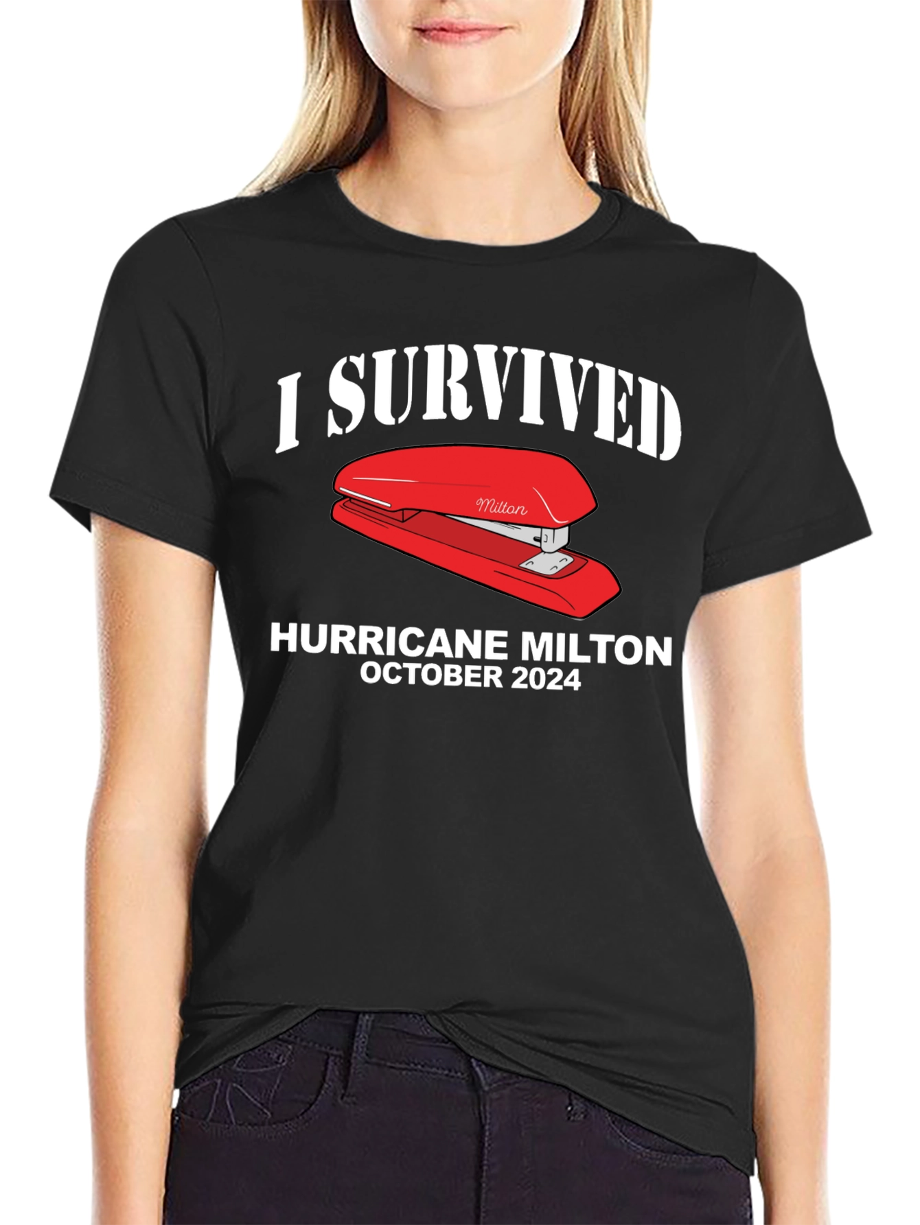 Black I Survived Hurricane Milton October 2024 T-Shirt view 2