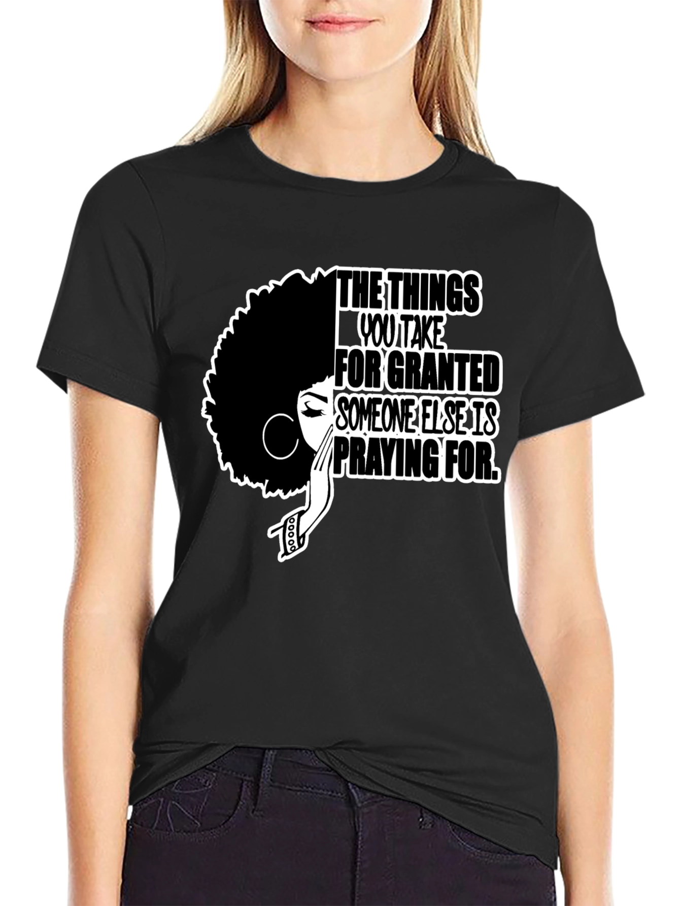 Black Inspirational Afro Woman Graphic T-Shirt view 2
