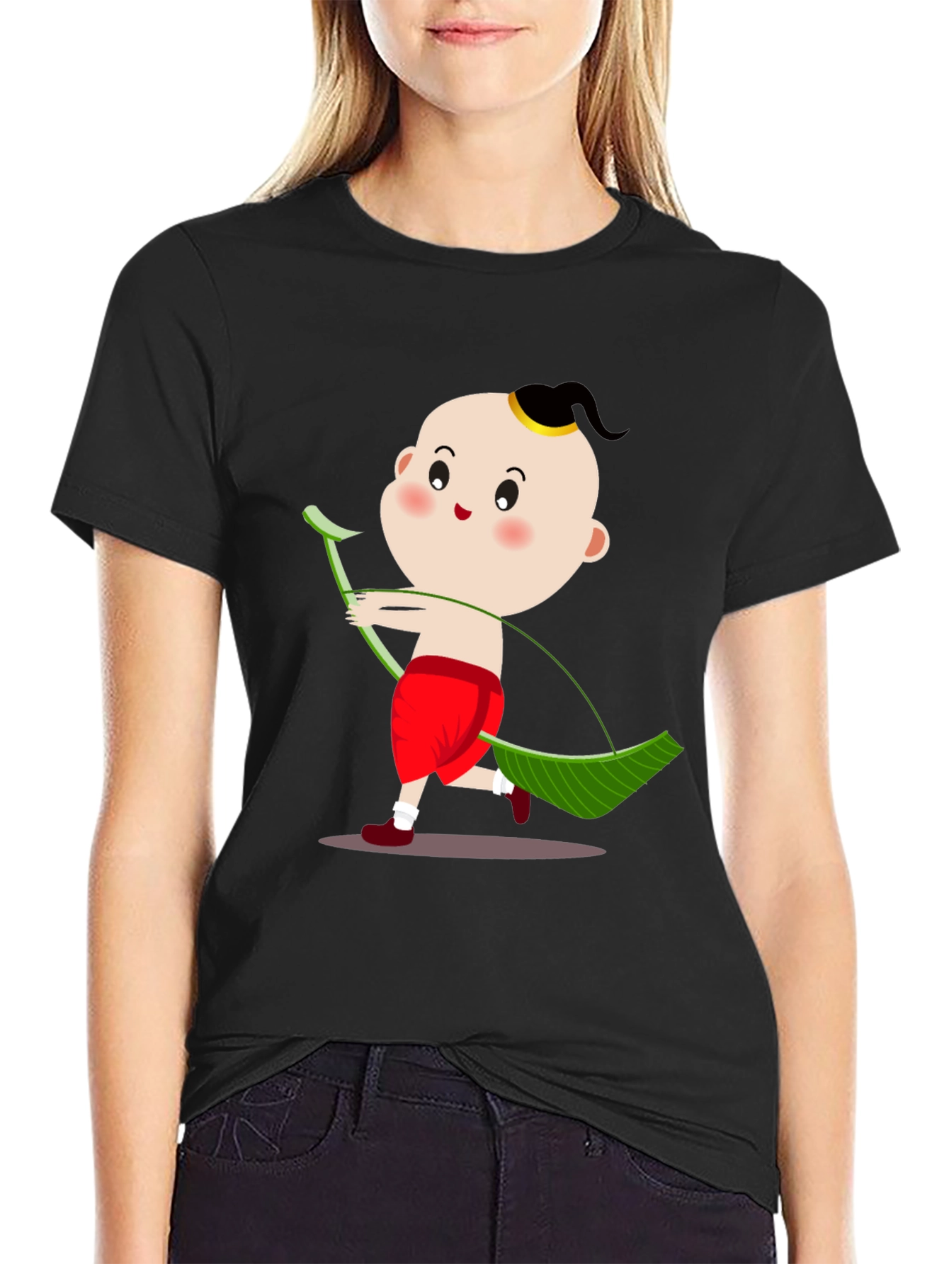 Black Funny Thai Boy Archer Graphic Tee view 2
