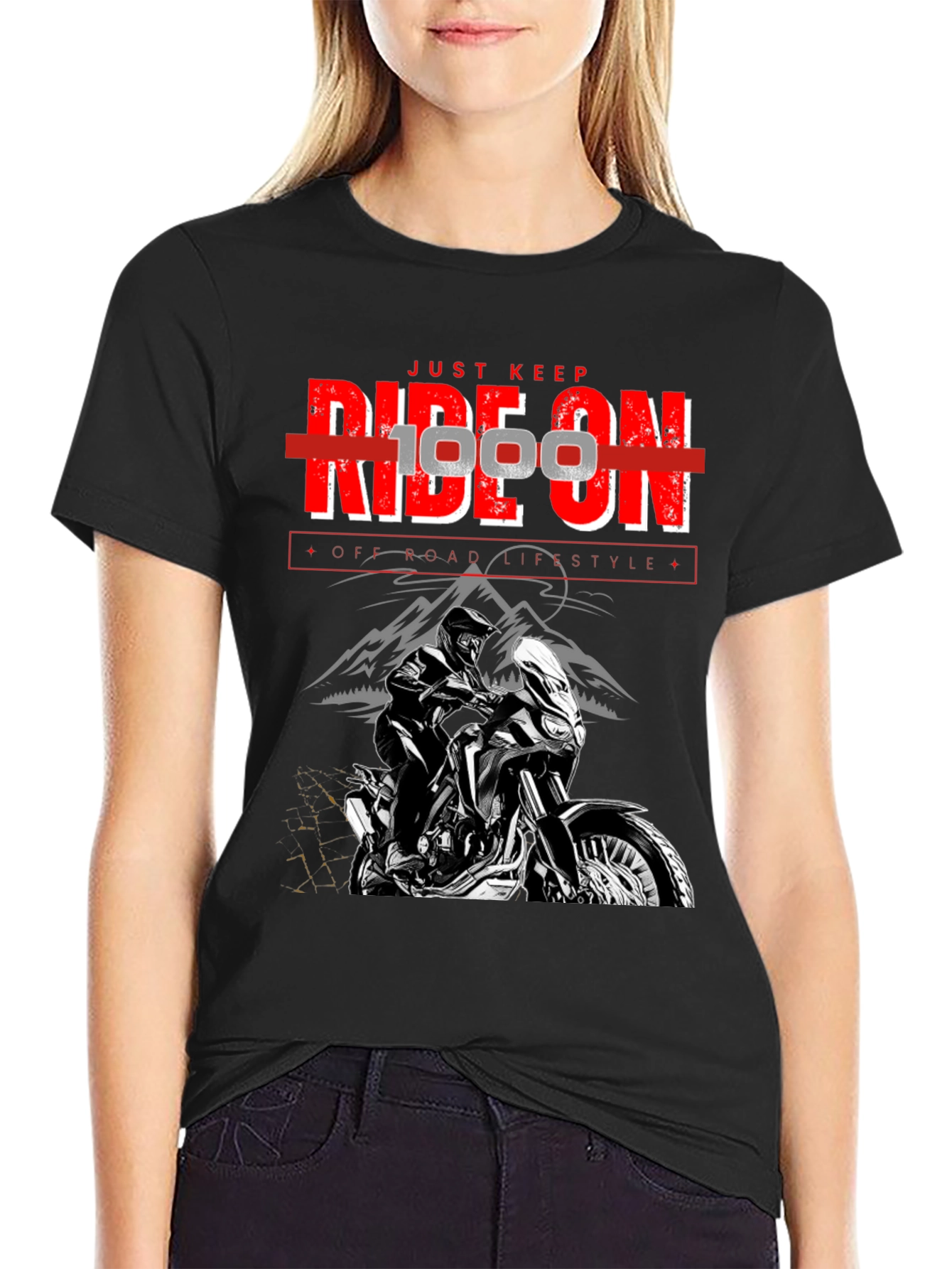 Black Ride On T-Shirt - Adventure Motorcycle Graphic Tee view 2
