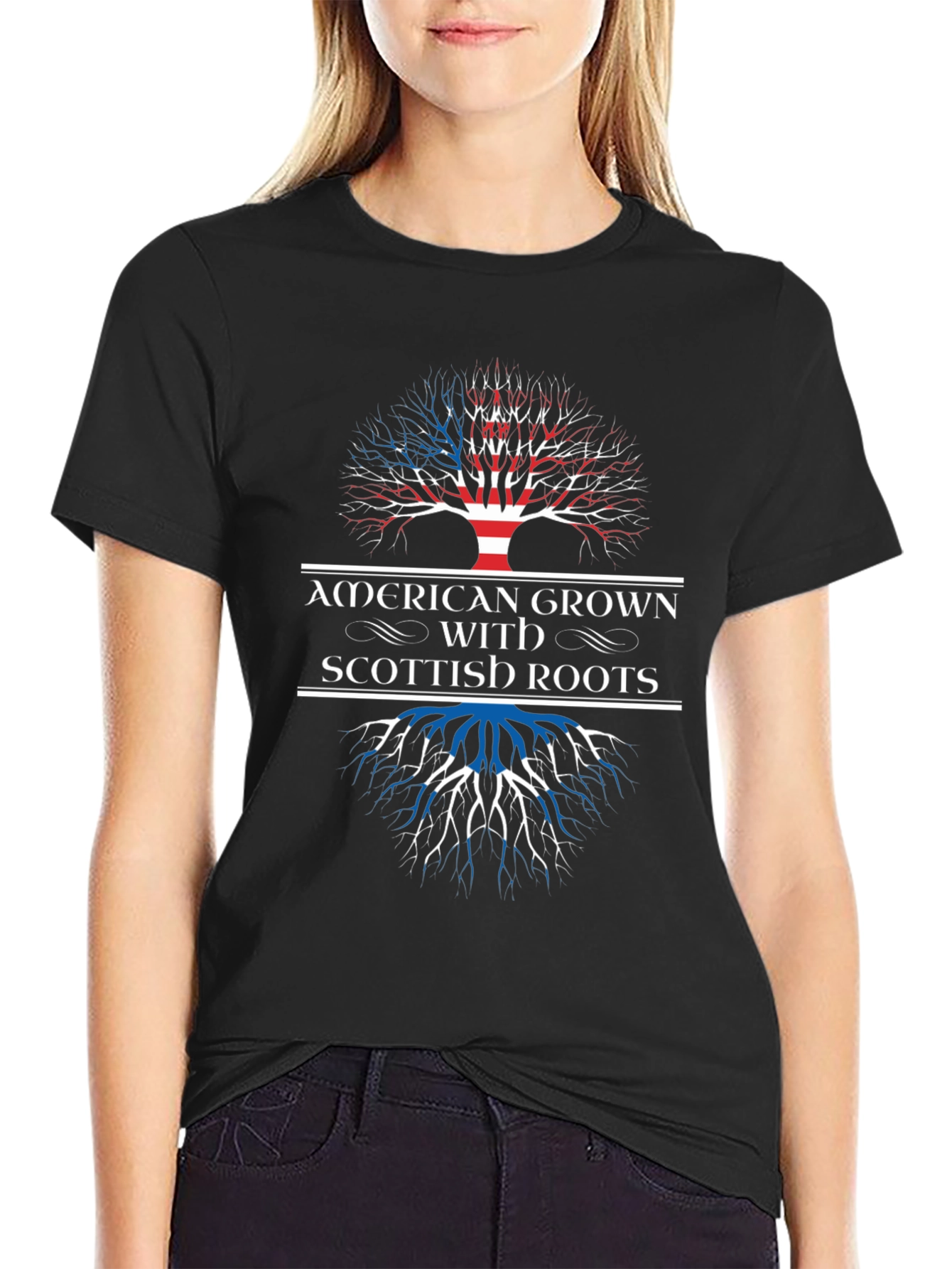 Black American Grown with Scottish Roots T-Shirt view 2
