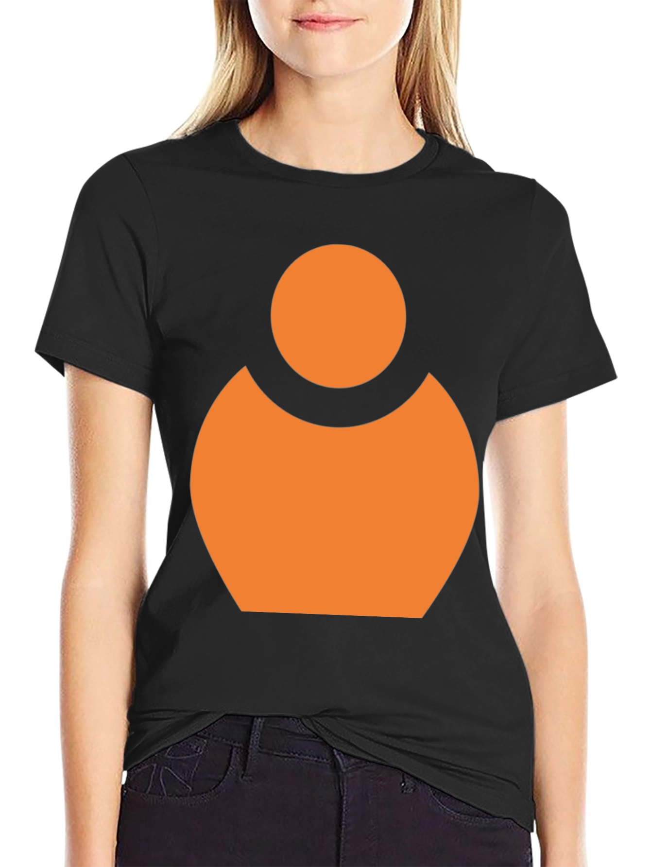 Black Abstract Orange Person Icon Black T-Shirt view 2