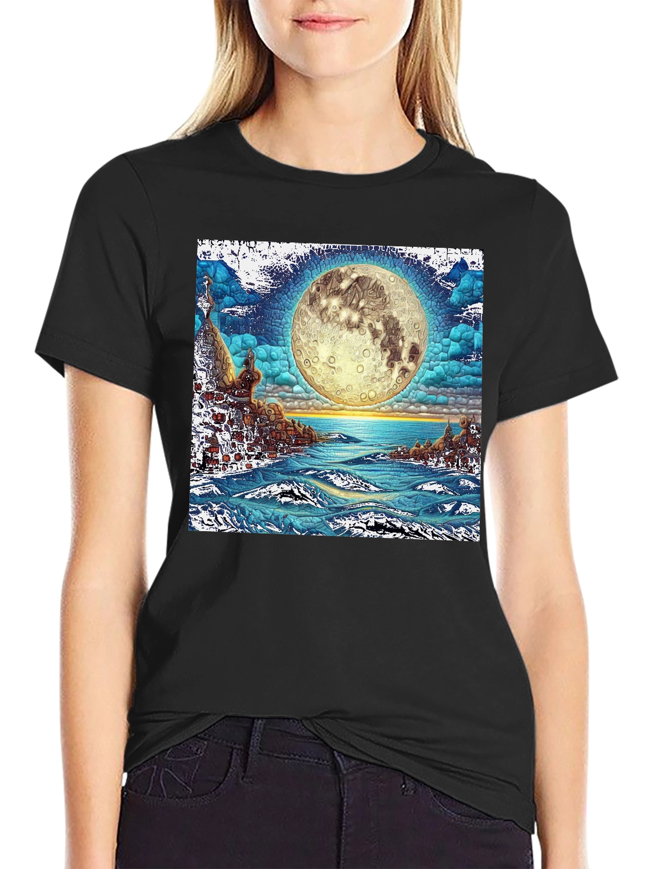 Black Mystic Moonscape Graphic Tee view 2