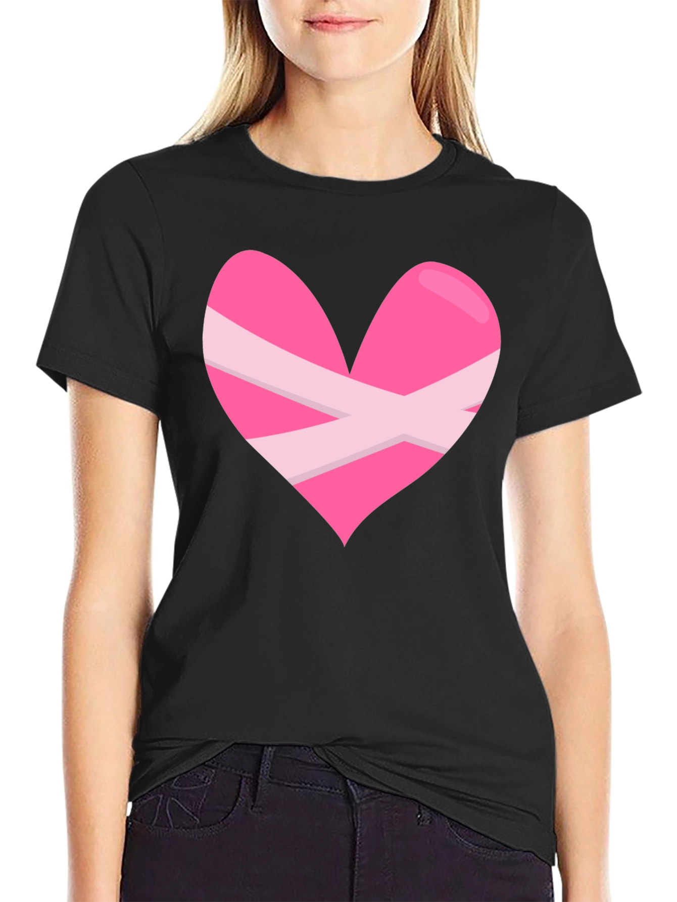 Black Heart Bandage Graphic Tee - Black Cotton Blend view 2