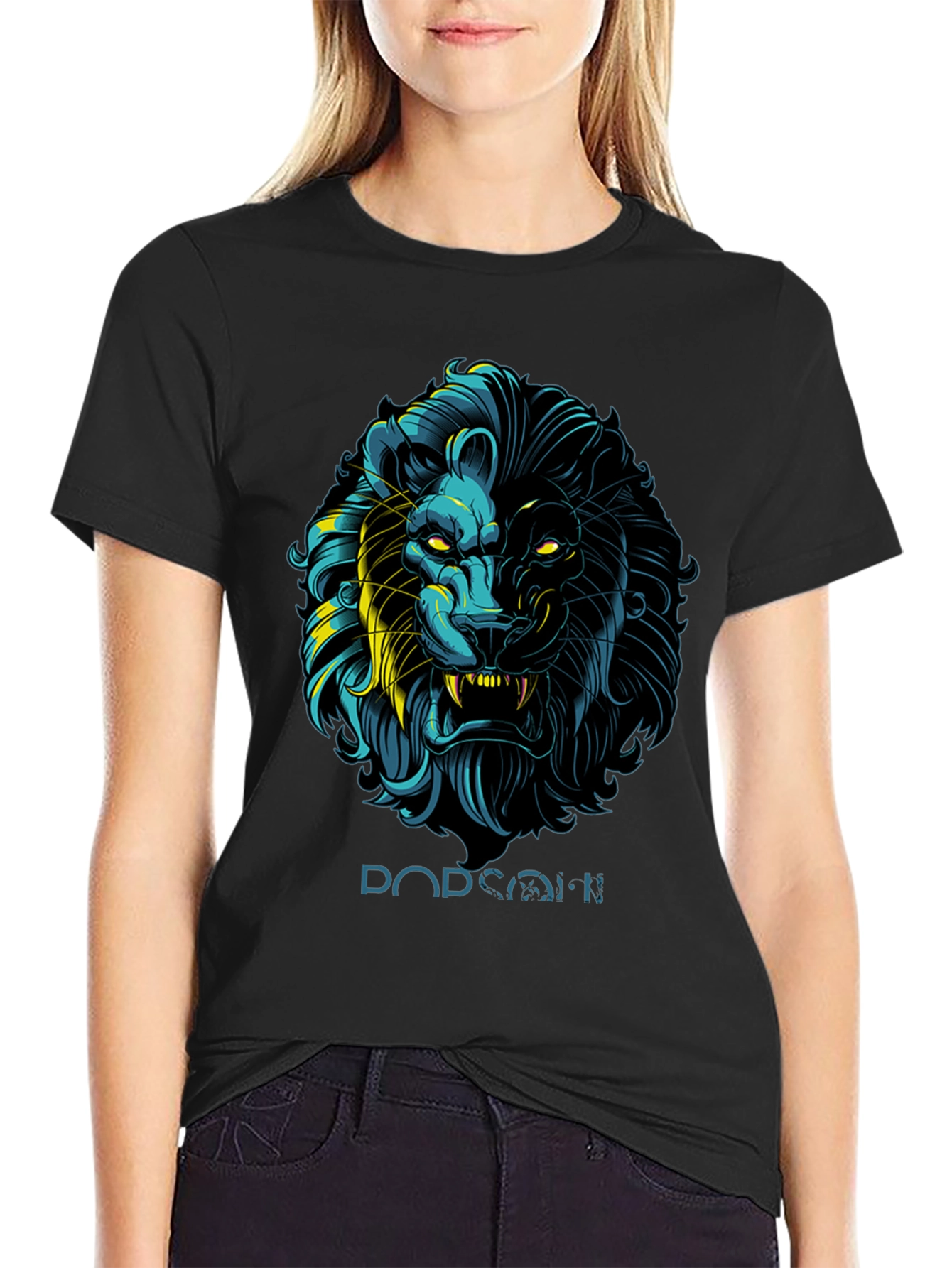 Black Lion Graphic Print Black T-Shirt - Stylish Men's Apparel view 2