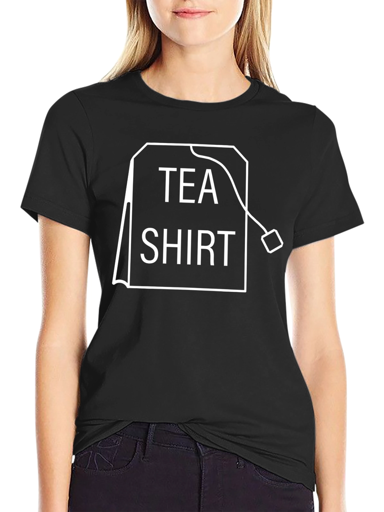 Black Tea Shirt Graphic Tee - Black Cotton Blend T-Shirt view 2