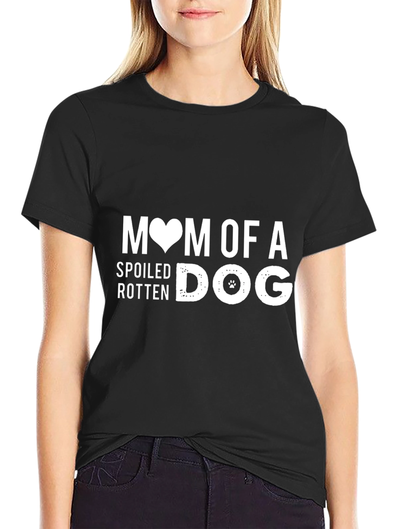 Black Mom of a Spoiled Rotten Dog T-Shirt view 2