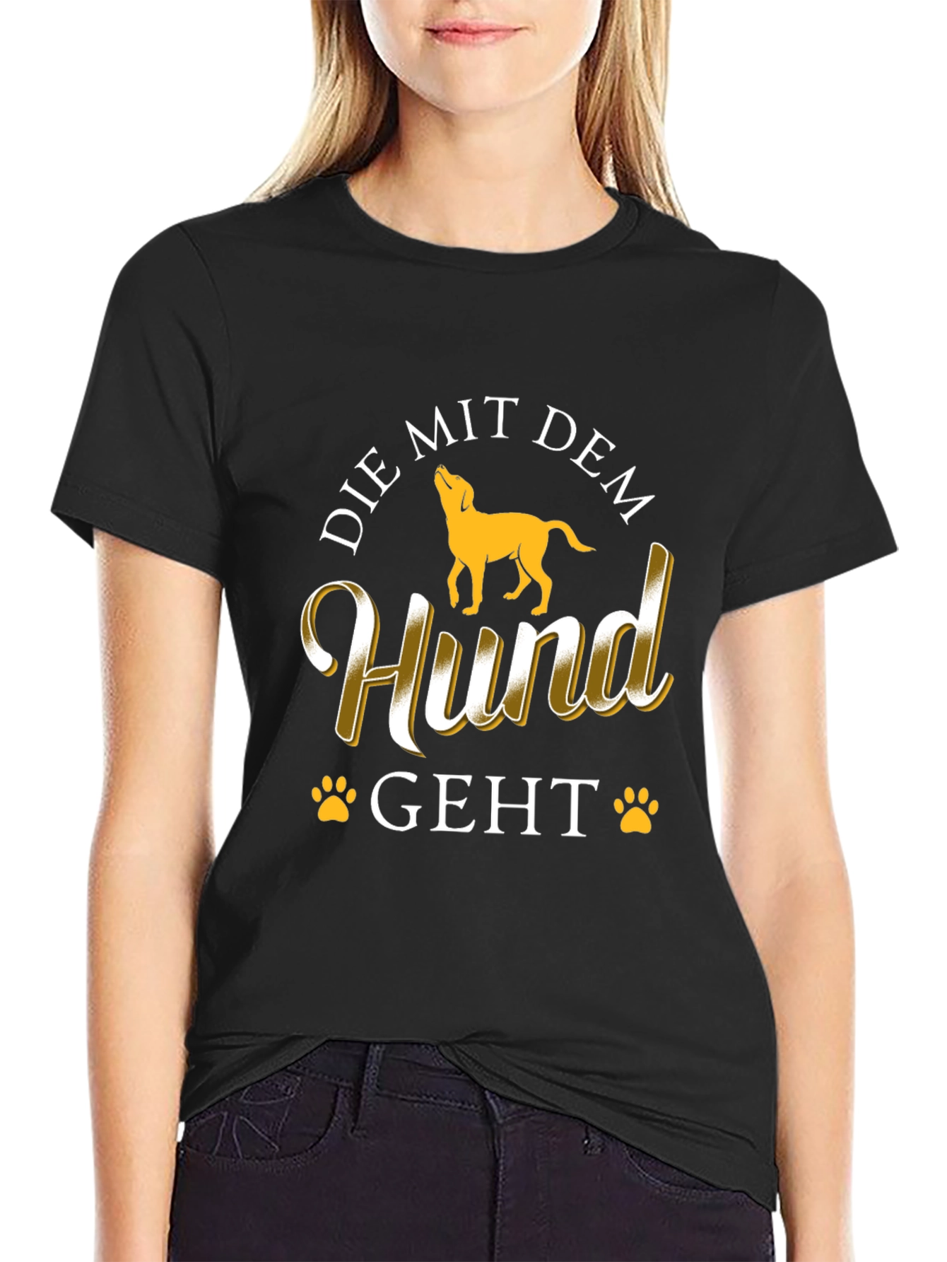 Black Die Mit Dem Hund Geht T-Shirt view 2
