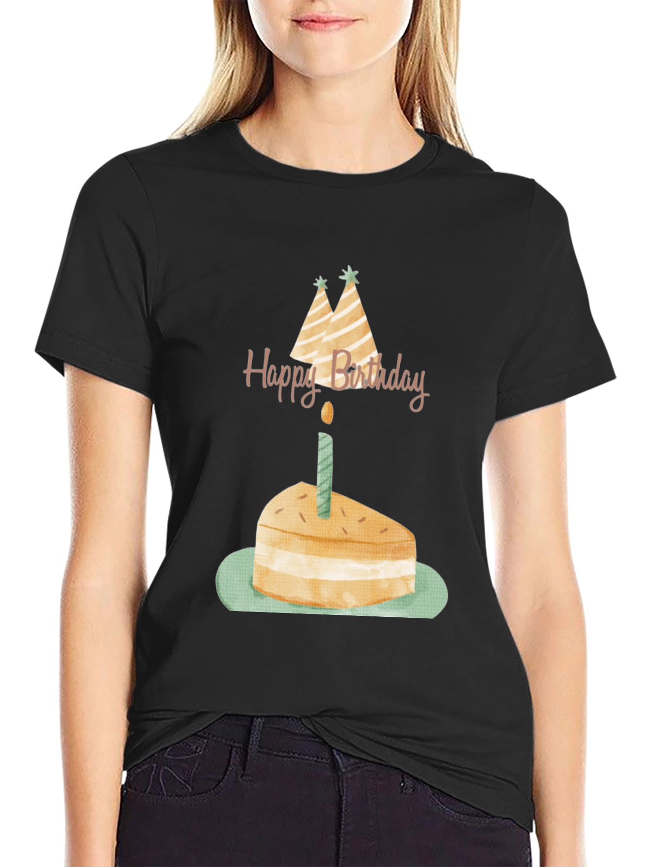 Black Birthday Cake Graphic Tee - Unisex Black T-Shirt view 2