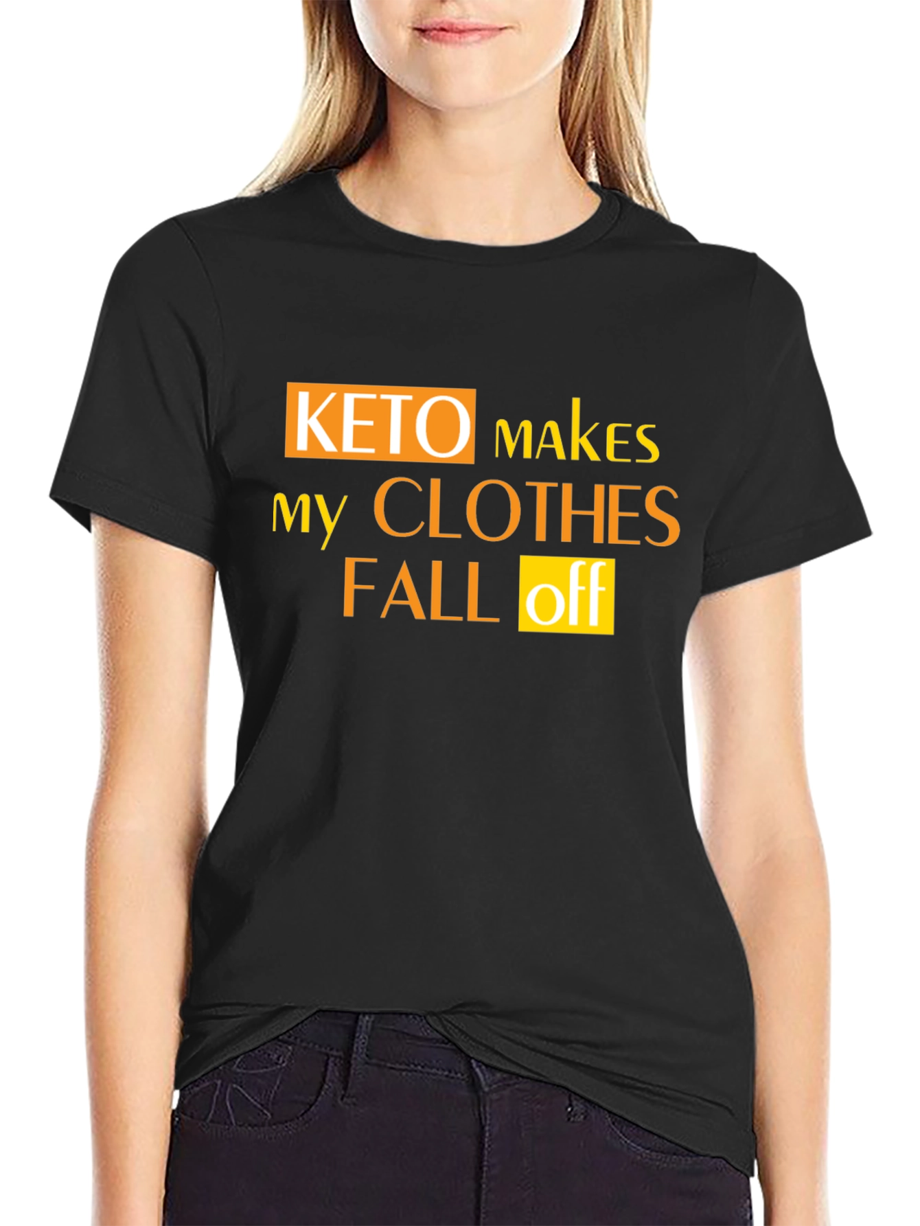 Black Keto Makes My Clothes Fall Off Black Graphic T-Shirt view 2