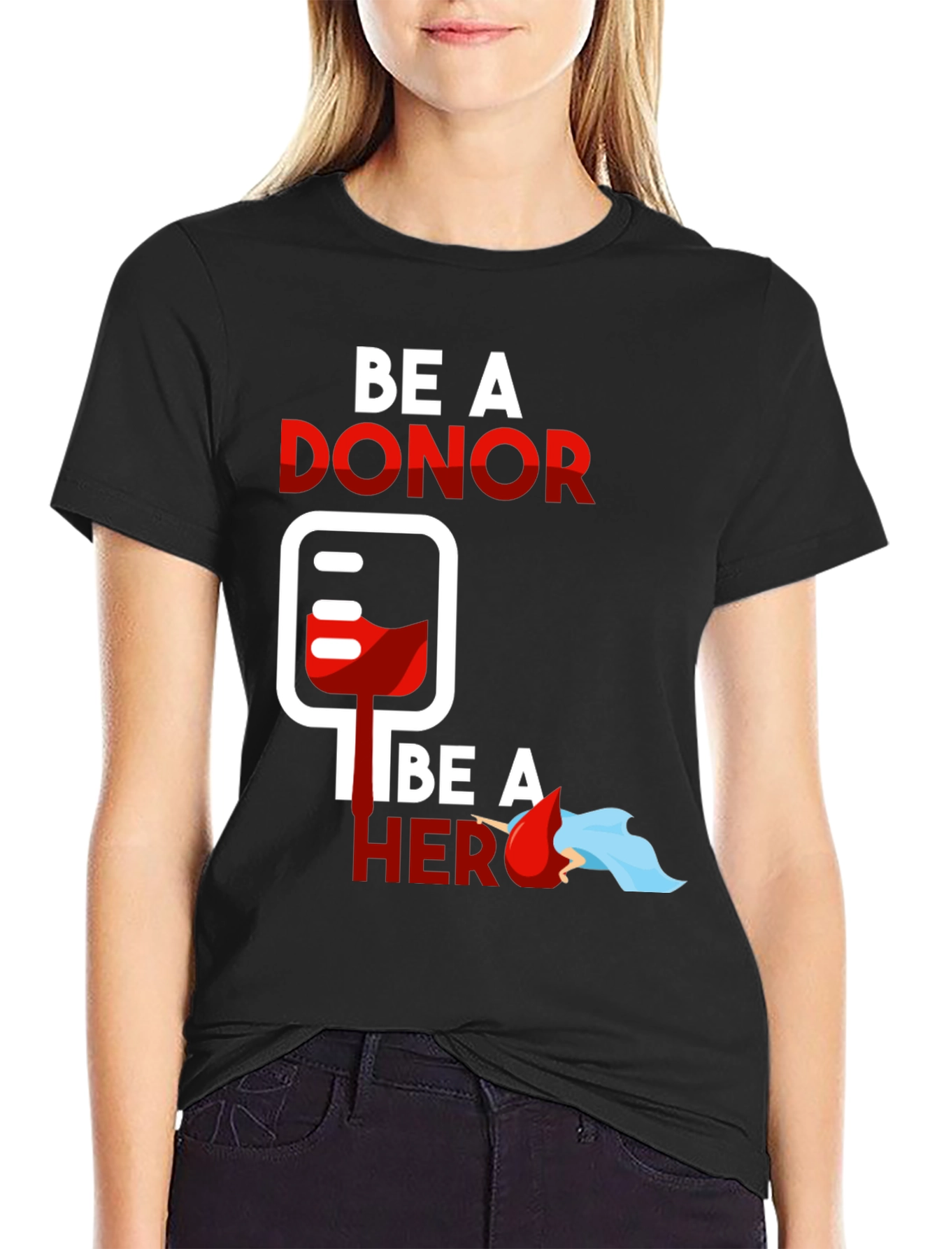 Black Be a Donor Be a Hero Graphic Tee view 2