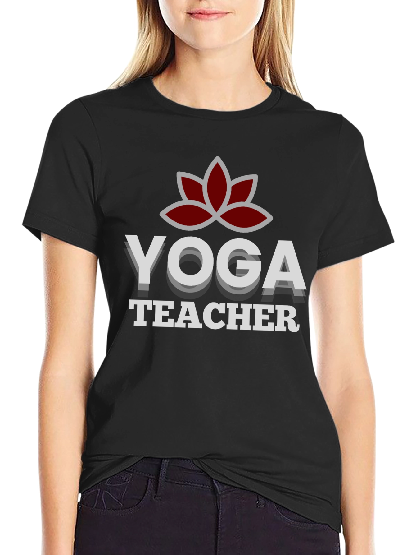 Black Yoga Teacher Graphic Tee - Black Cotton Blend view 2