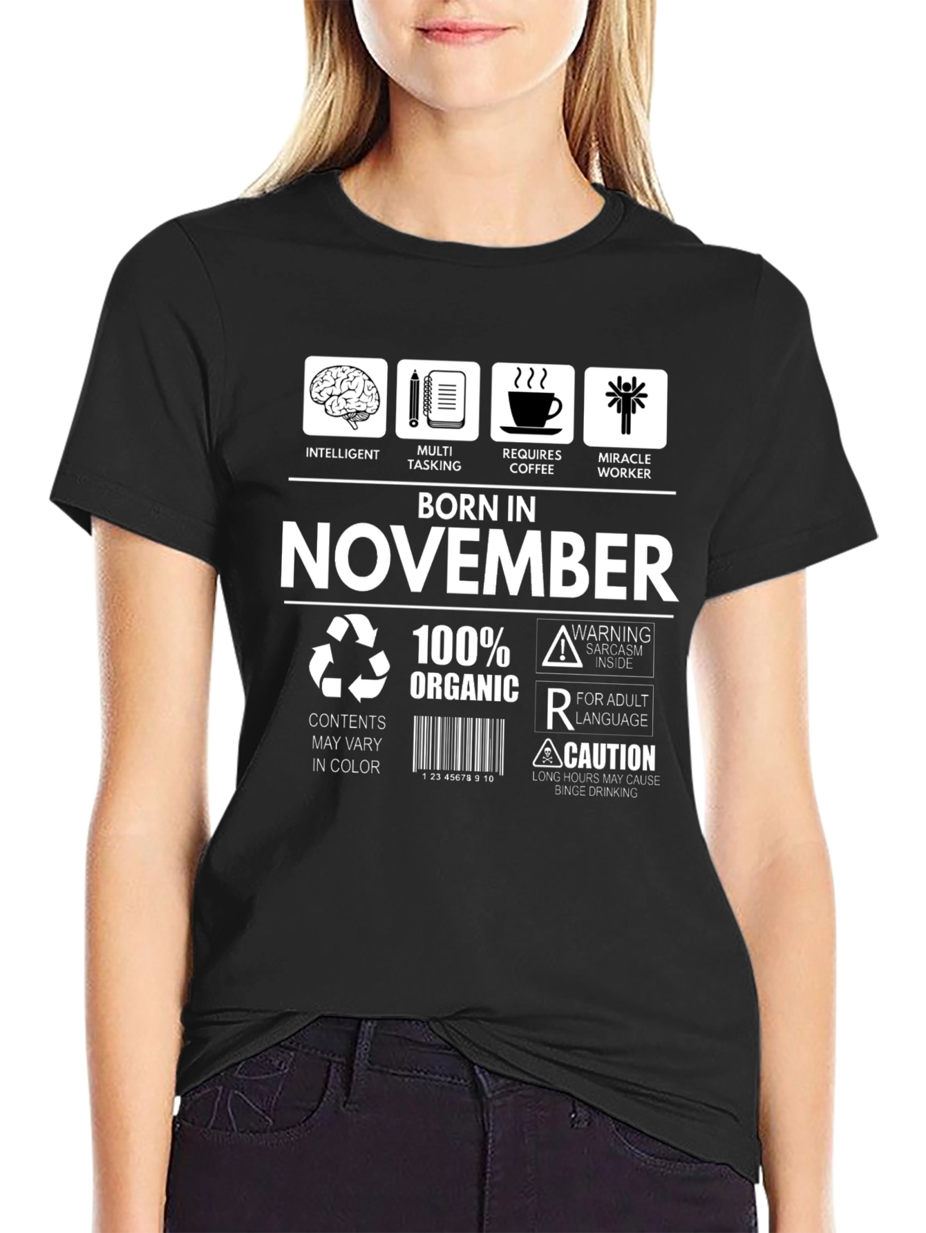 Black Born in November Black Graphic T-Shirt view 2