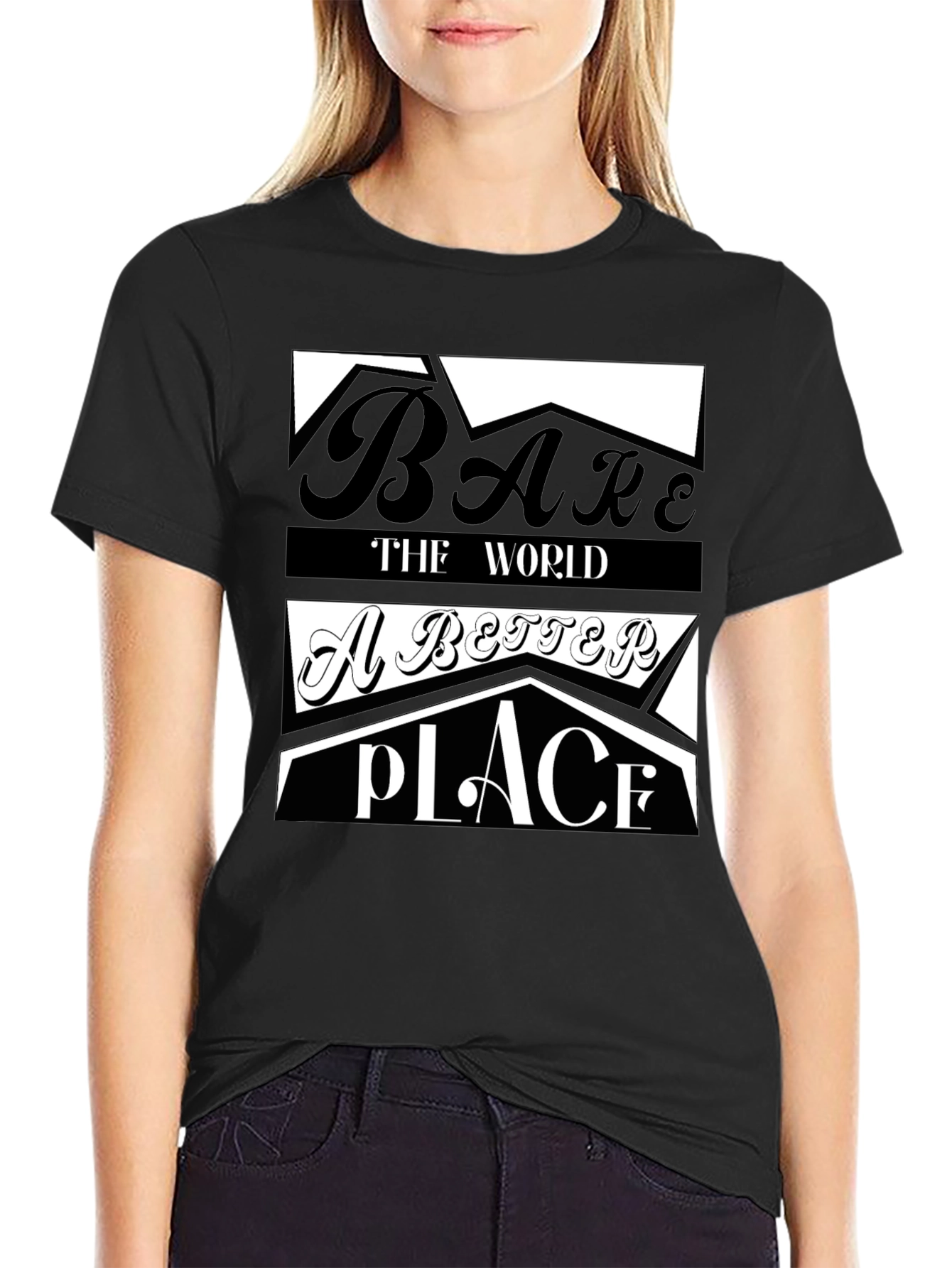 Black Make the World a Better Place Graphic Tee view 2