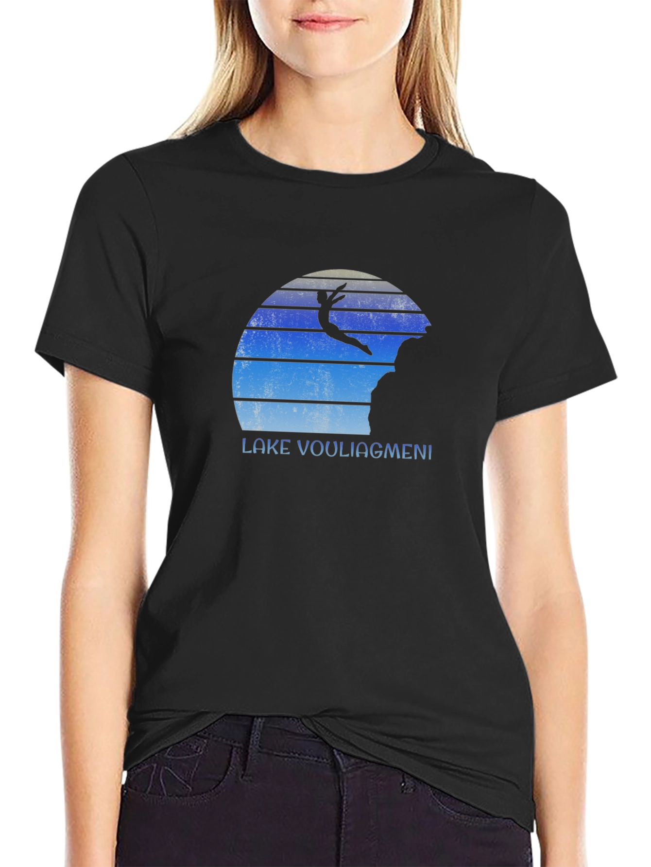 Black Lake Vouliagmeni Diver Black T-Shirt view 2