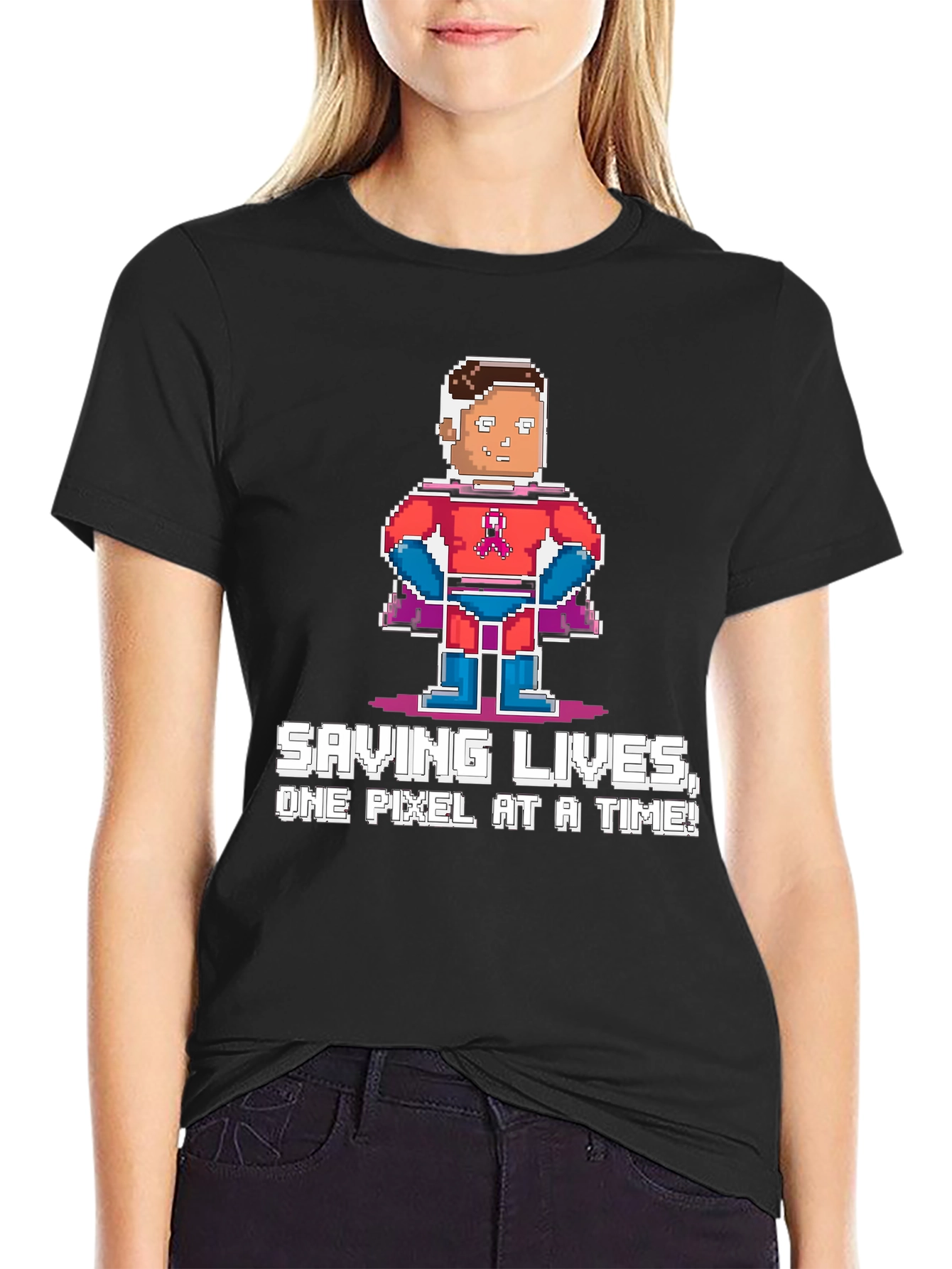 Black Pixel Hero T-Shirt - Saving Lives, One Pixel at a Time view 2